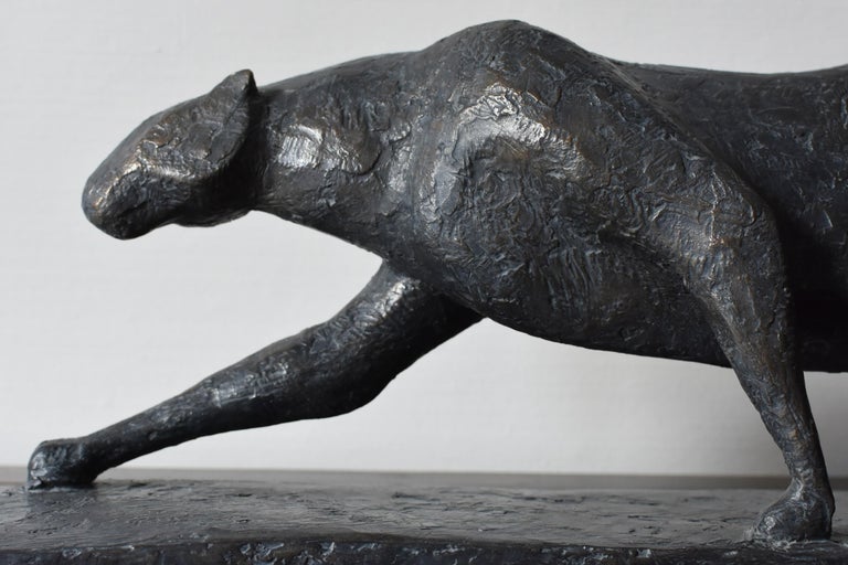 Feline IV - Contemporary Animal Sculpture - Gold Figurative Sculpture by Pierre Yermia