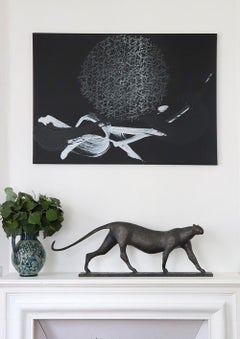 Feline VI by Pierre Yermia - Contemporary animal sculpture, bronze, cat, elegant