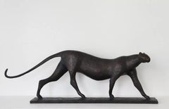 Feline VI by Pierre Yermia - Contemporary animal sculpture, bronze, cat, elegant