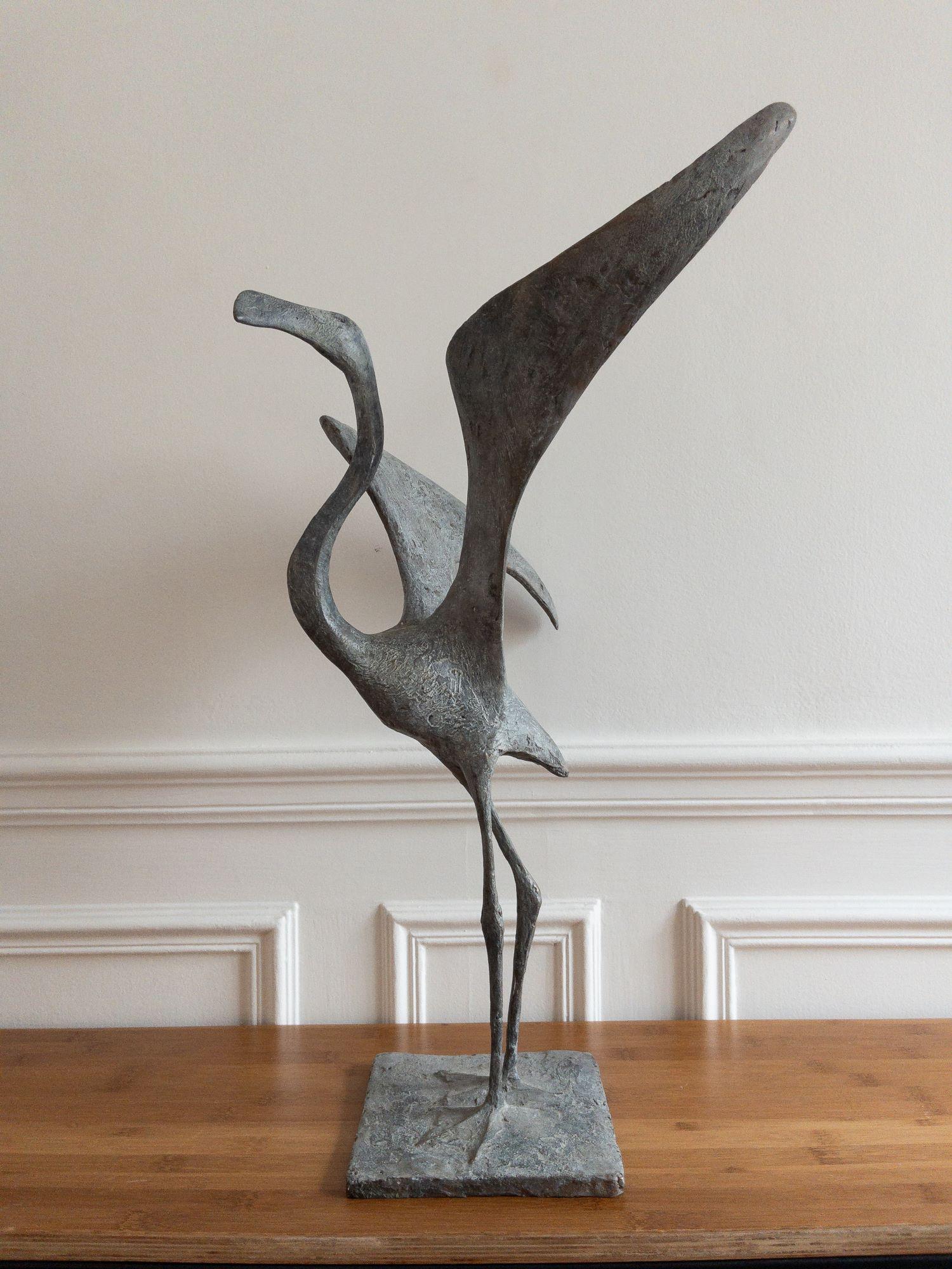 Flamingo I by Pierre Yermia - Animal bronze sculpture, bird, elegant, light in vendita 2