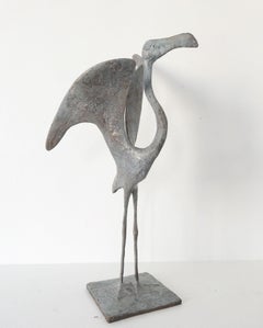 Flamingo I by Pierre Yermia - Animal bronze sculpture, bird, elegant, light