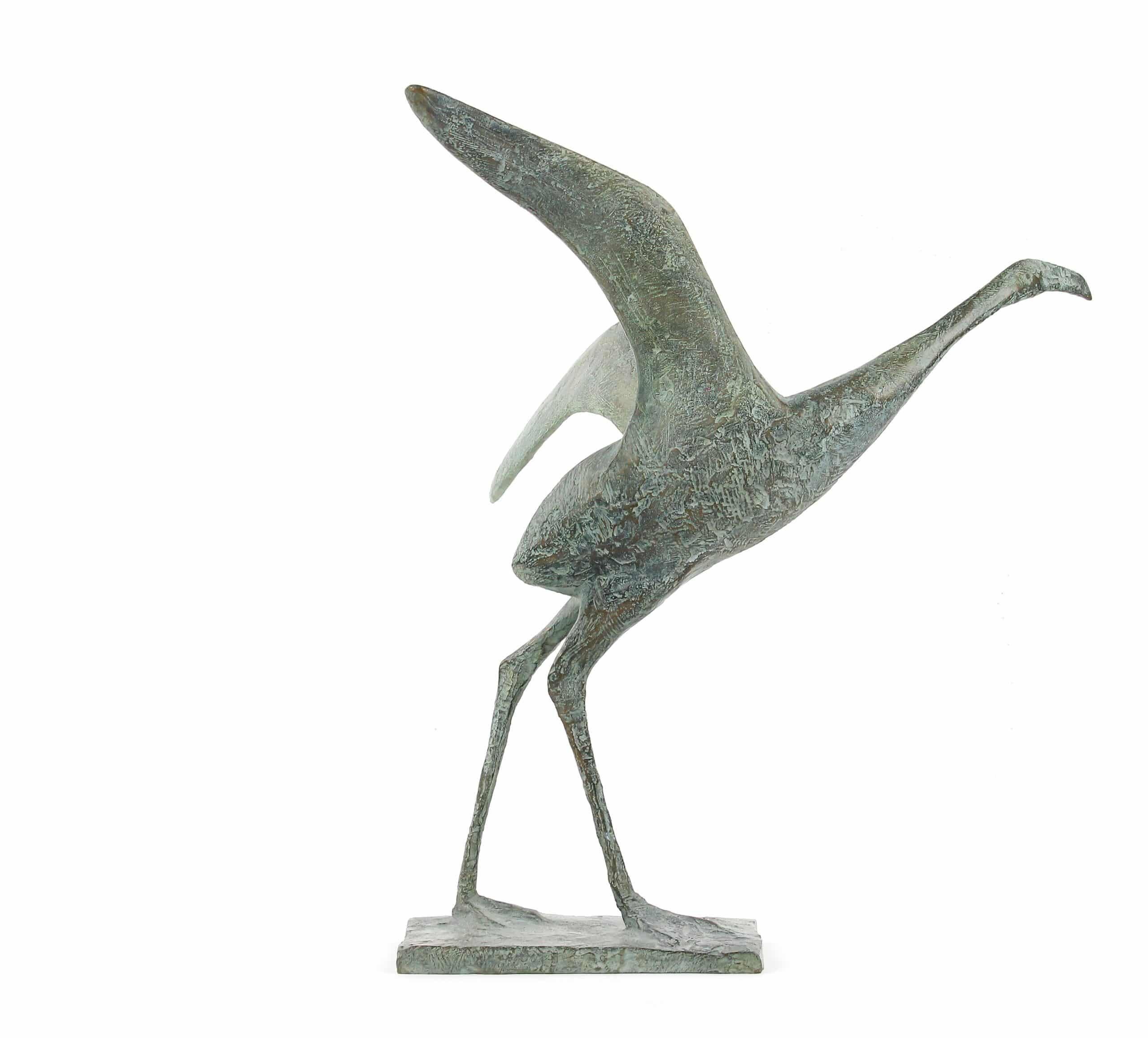 Flight VI von Pierre Yermia - Tierische Bronzeskulptur, Vogel, graue Patina, elegant im Angebot 3