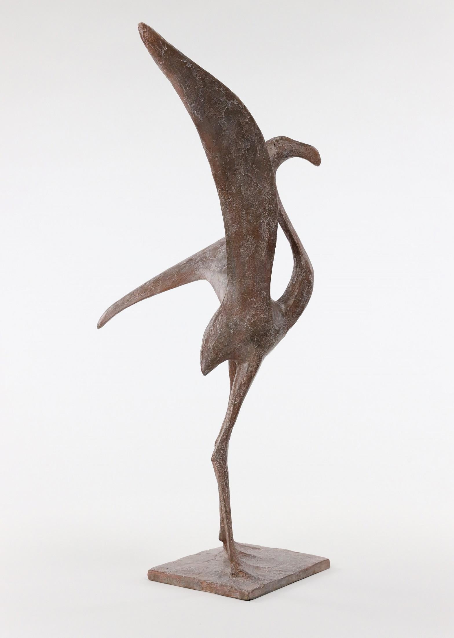 Flight VII by Pierre Yermia - Animal bronze sculpture, bird, pink patina For Sale 1