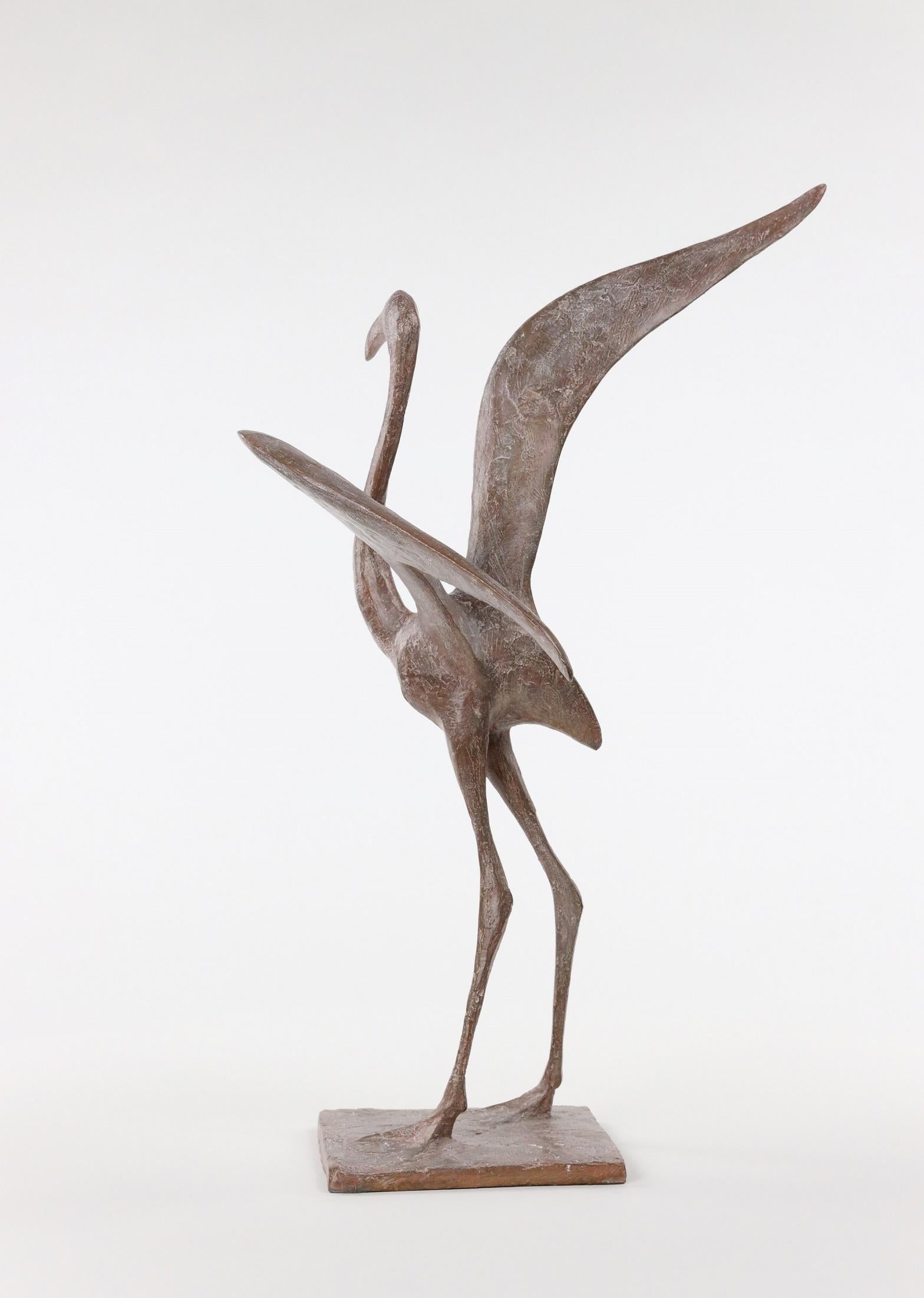 Flight VII by Pierre Yermia - Animal bronze sculpture, bird, pink patina For Sale 3