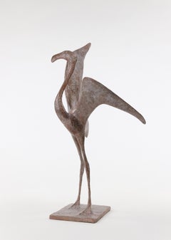 Flight VII von Pierre Yermia - Tierische Bronzeskulptur, Vogel, rosa Patina