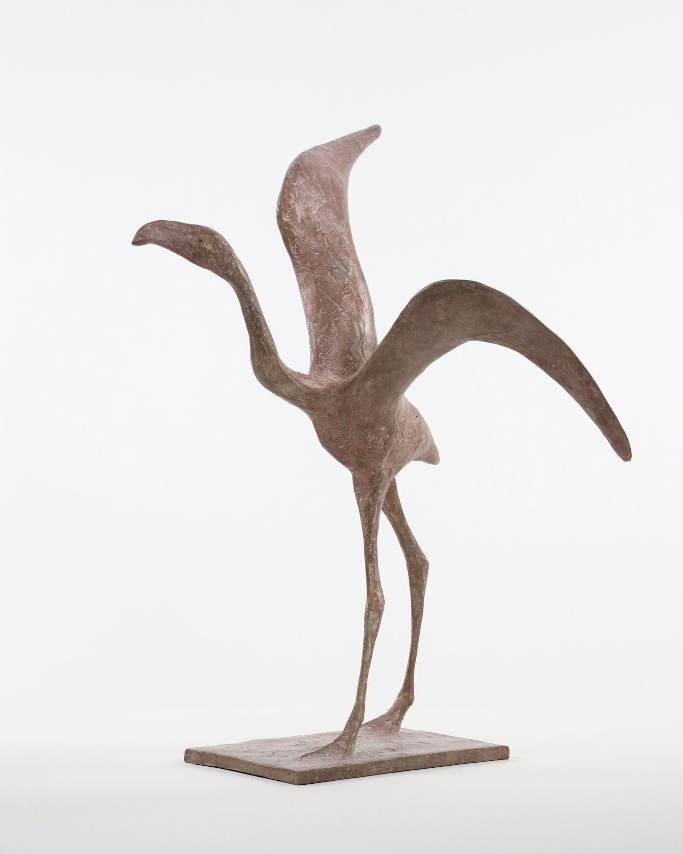 Flight VIII by Pierre Yermia - Animal bronze sculpture, bird, elegant, pink tone