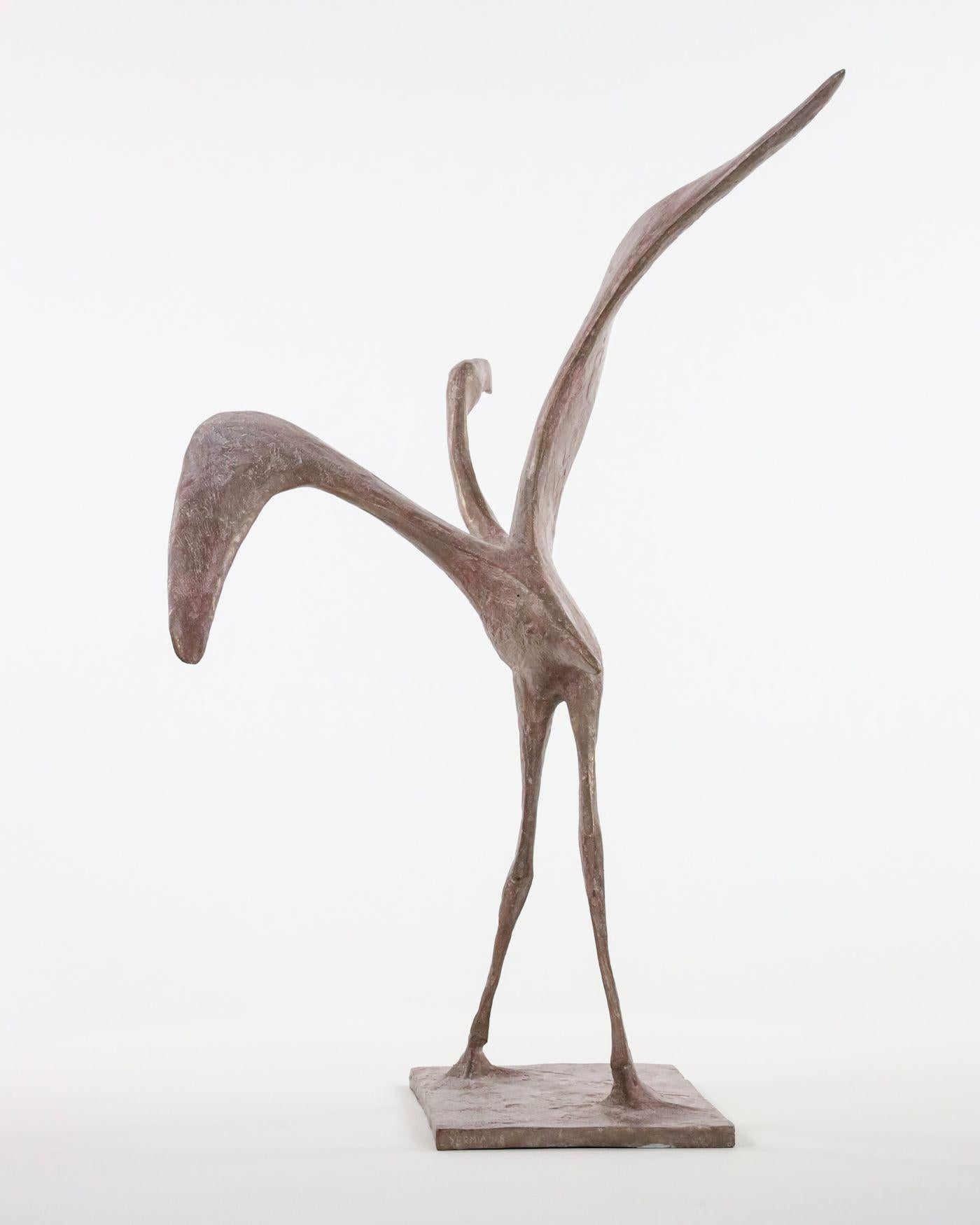 Flight VIII by Pierre Yermia - Flamingo bird Bronze Sculpture For Sale 1