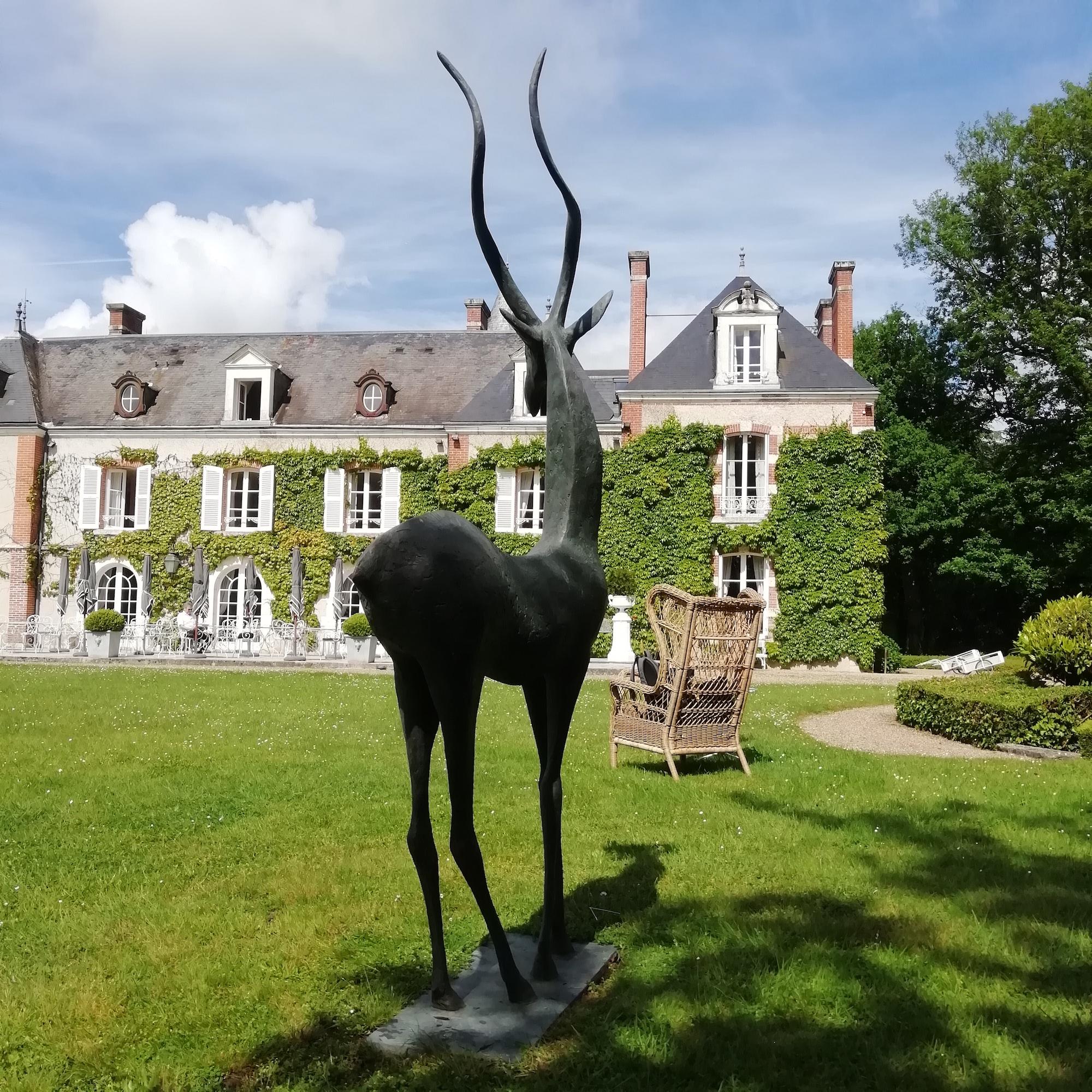 Gazelle by Pierre Yermia - Large animal bronze sculpture, outdoor, elegant, slim 9