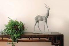 Gazelle I by Pierre Yermia - Animal bronze sculpture, figurative, grey, elegant