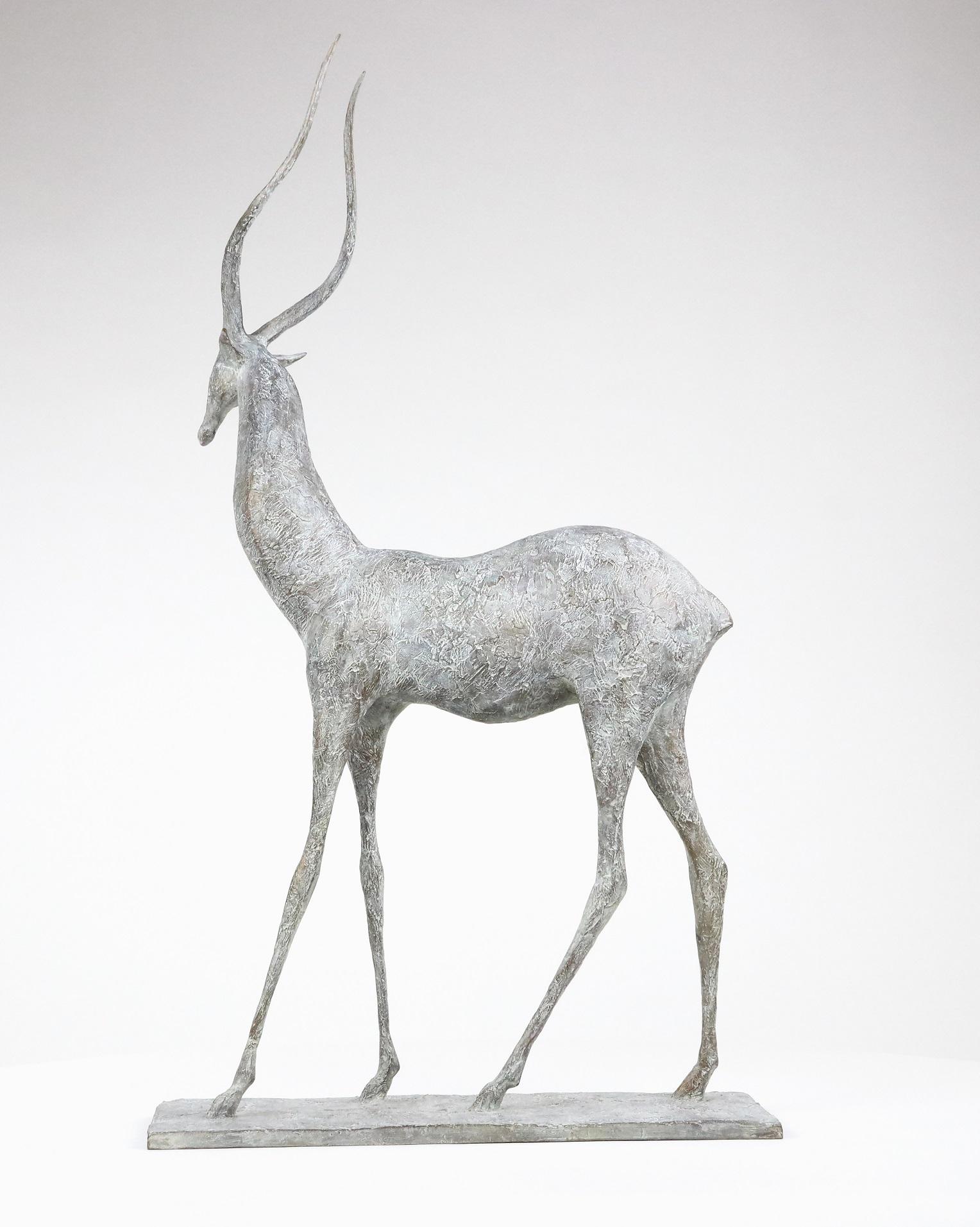 Gazelle I von Pierre Yermia – Tier-Bronze-Skulptur, figurativ, grau, elegant im Angebot 2