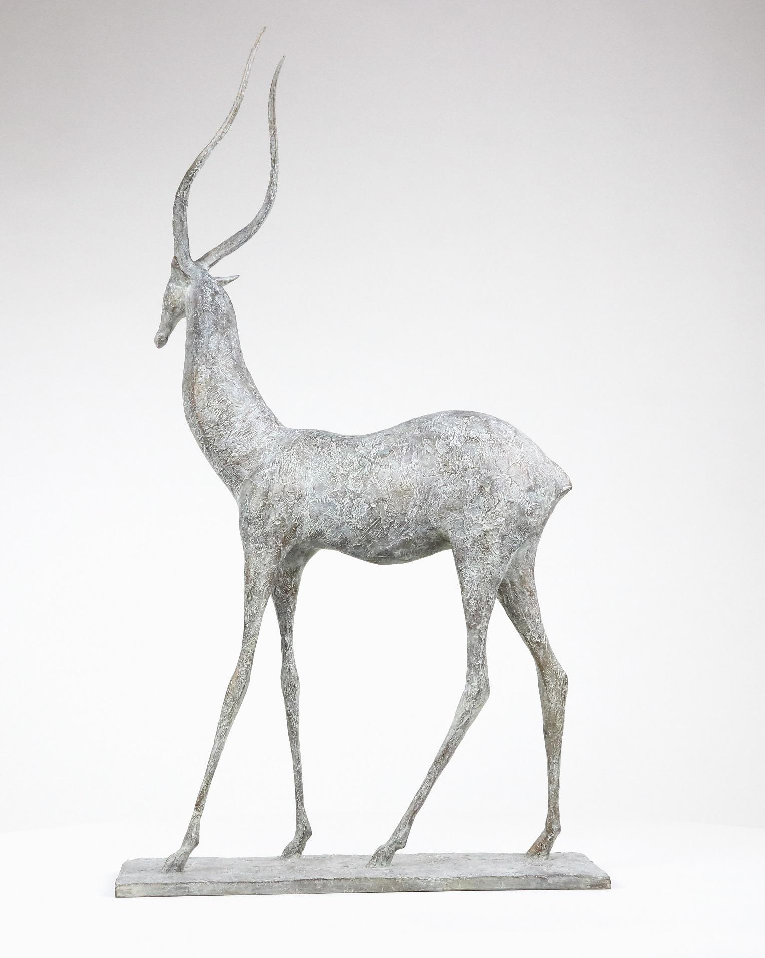 Gazelle I by Pierre Yermia - Escultura animal en bronce, figurativa, gris, elegante en venta 2