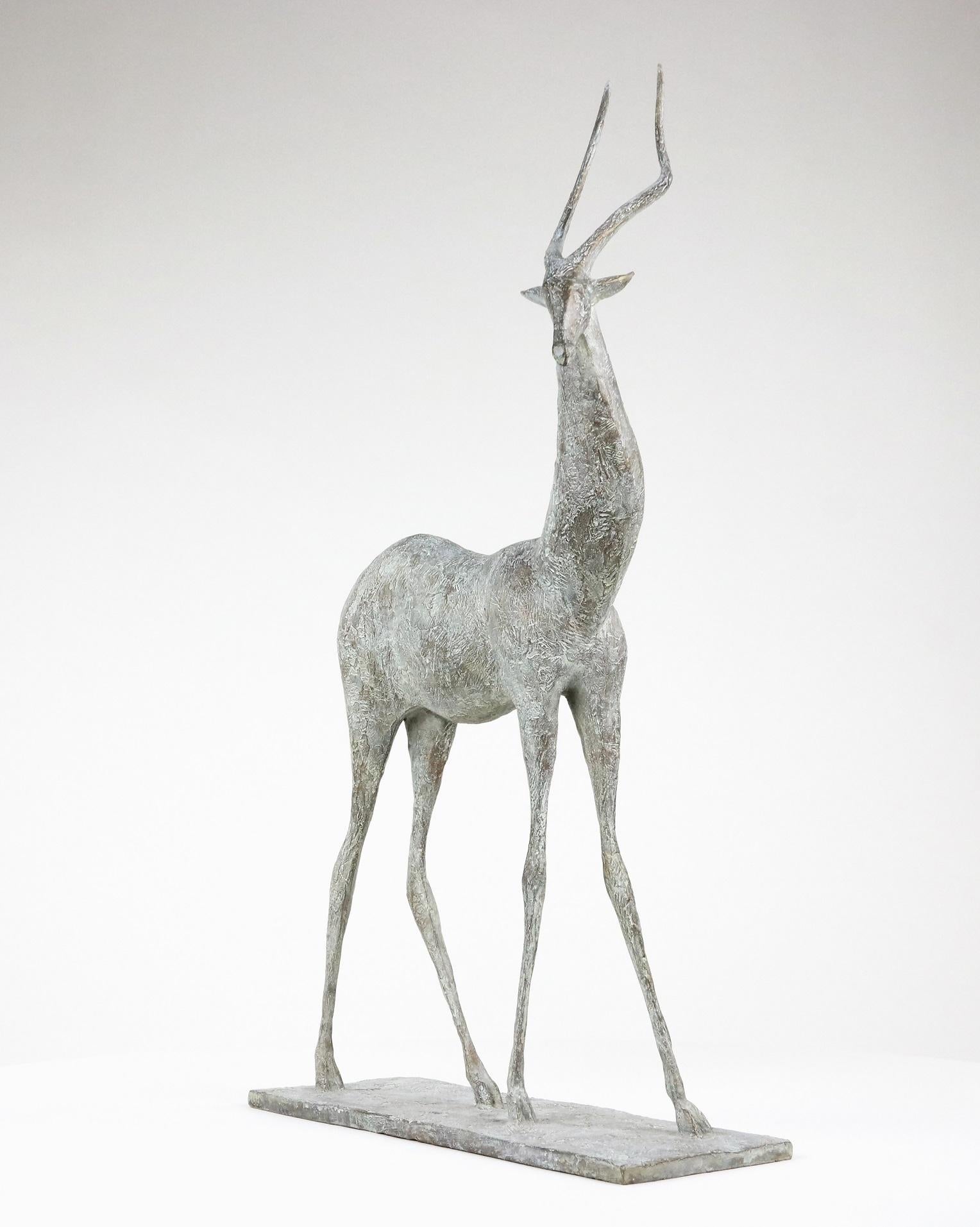 Gazelle I by Pierre Yermia - Animal bronze sculpture, figurative, grey, elegant For Sale 4