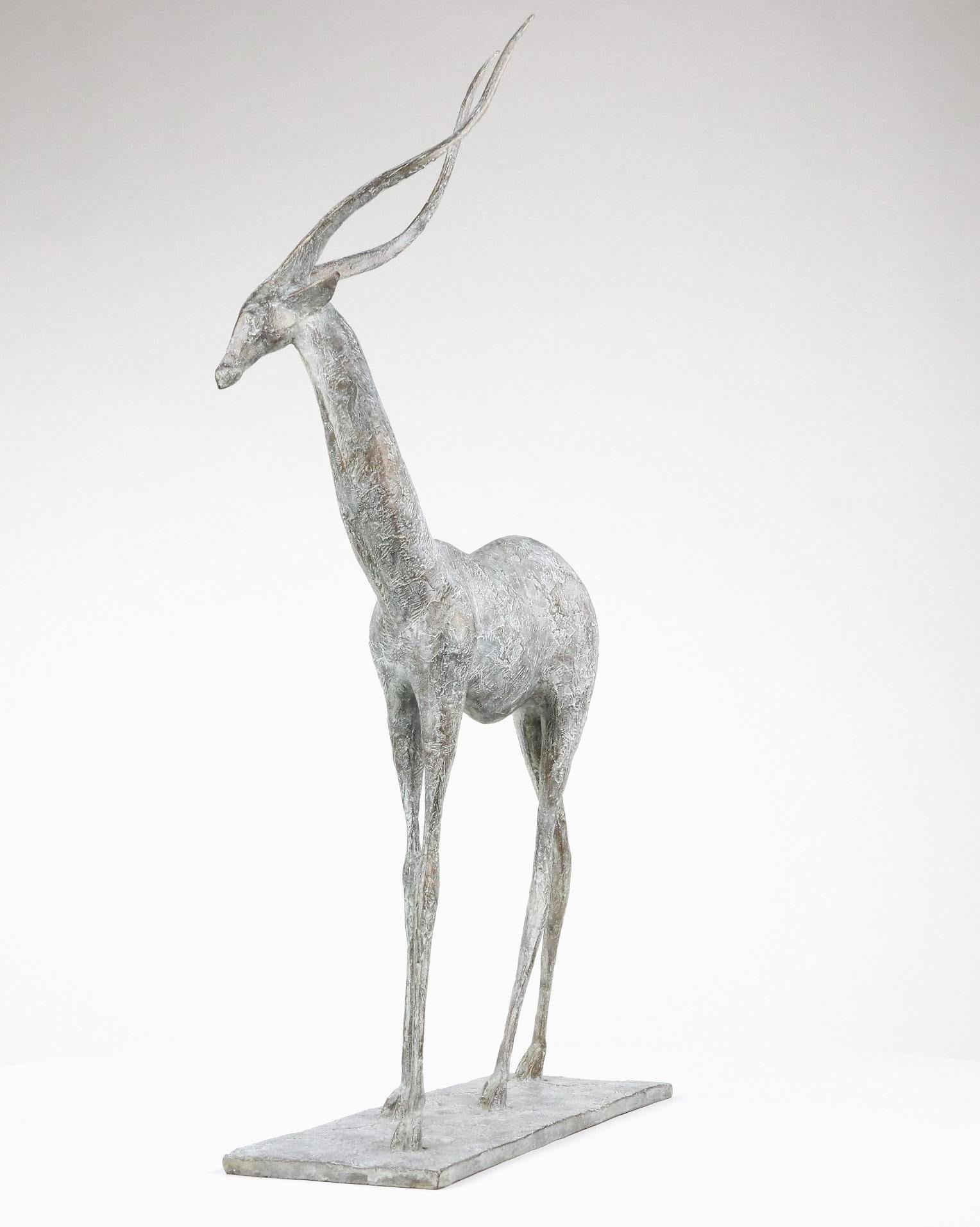 Gazelle I by Pierre Yermia - Animal bronze sculpture, figurative, grey, elegant For Sale 5