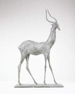 Gazelle I by Pierre Yermia - Animal bronze sculpture, figurative, grey, elegant