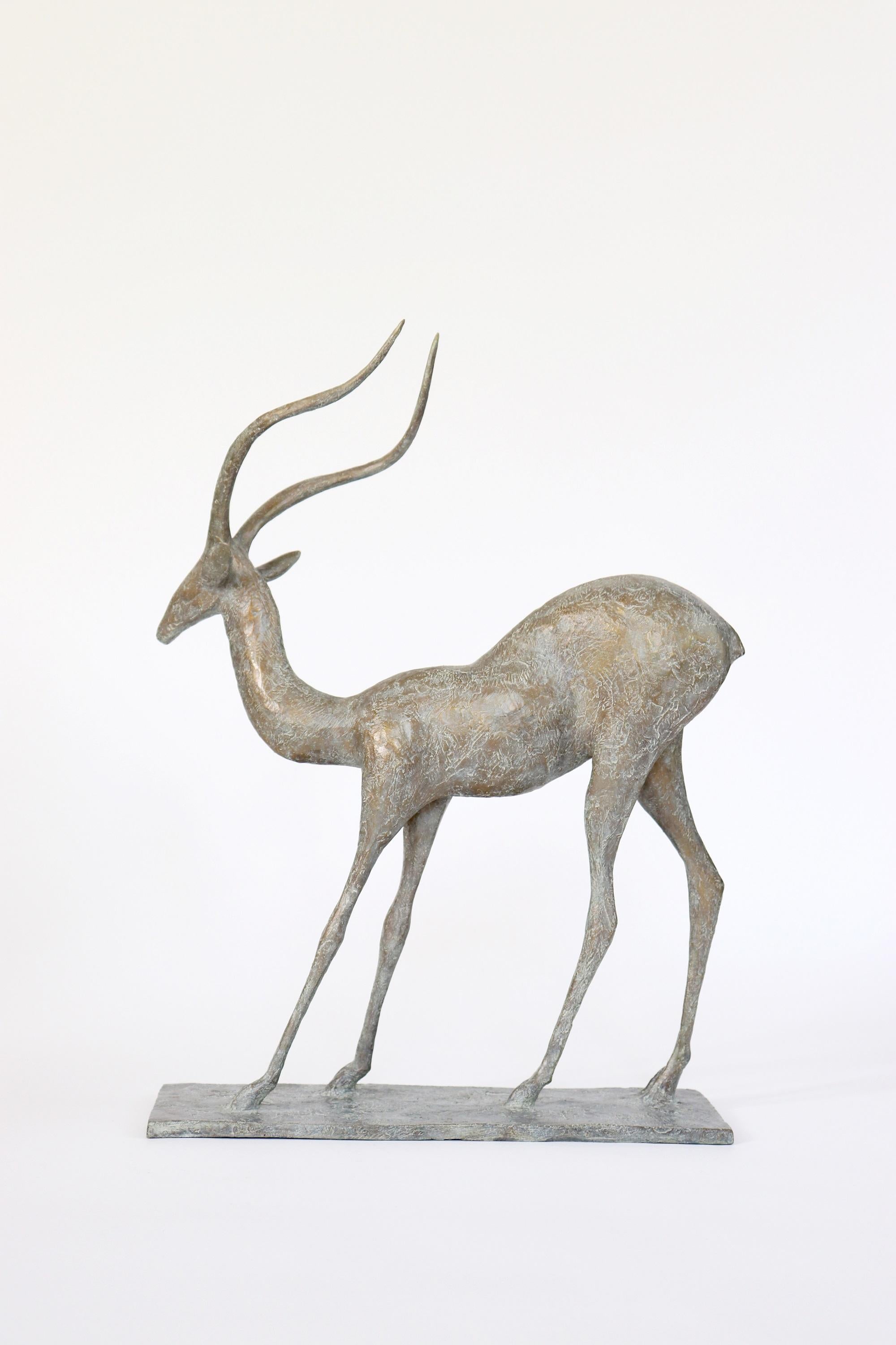 Gazelle III by Pierre Yermia - Animal bronze sculpture, figurative, grey colour For Sale 3