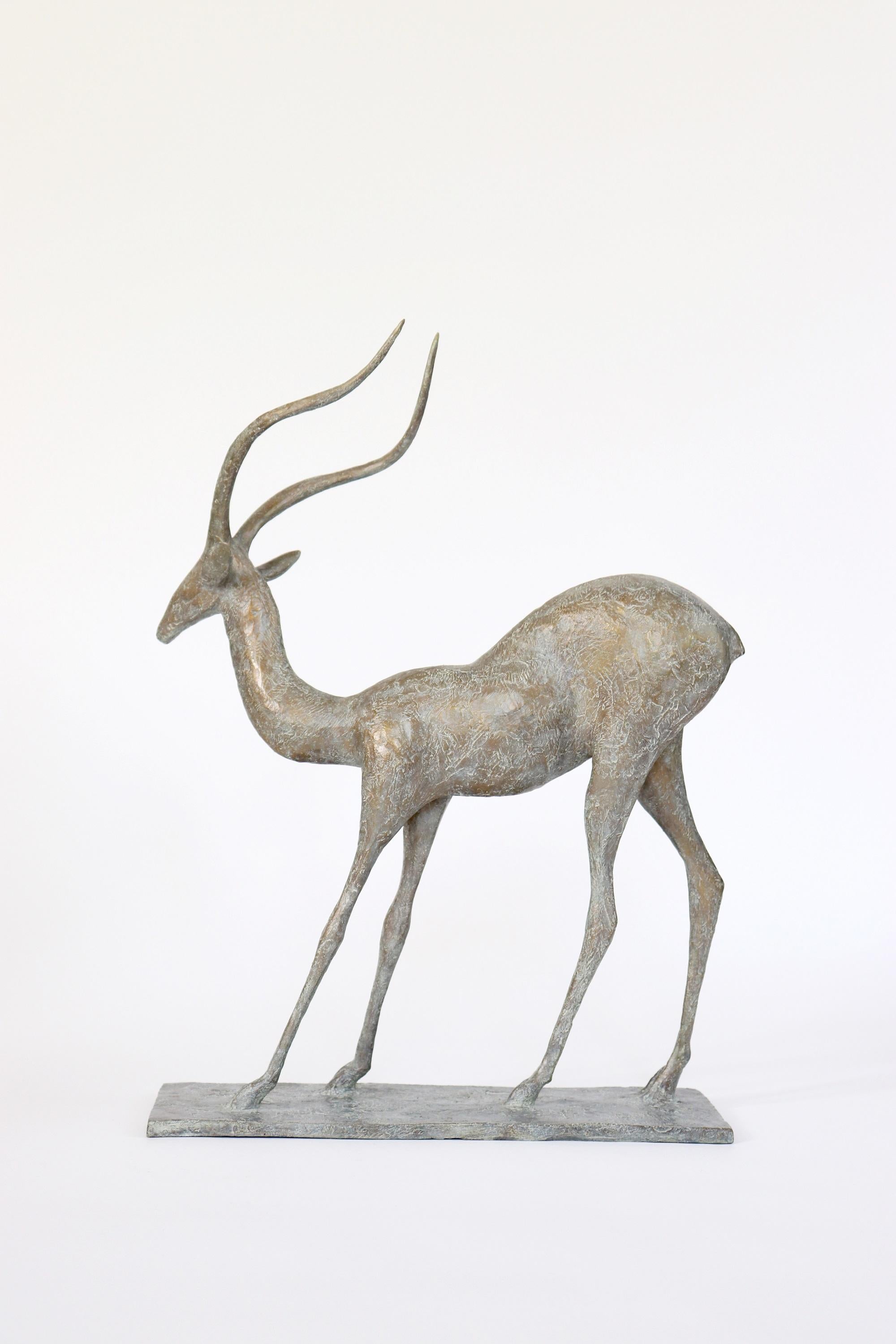Gazelle III di Pierre Yermia - Scultura animale in bronzo, figurativa, colore grigio in vendita 3