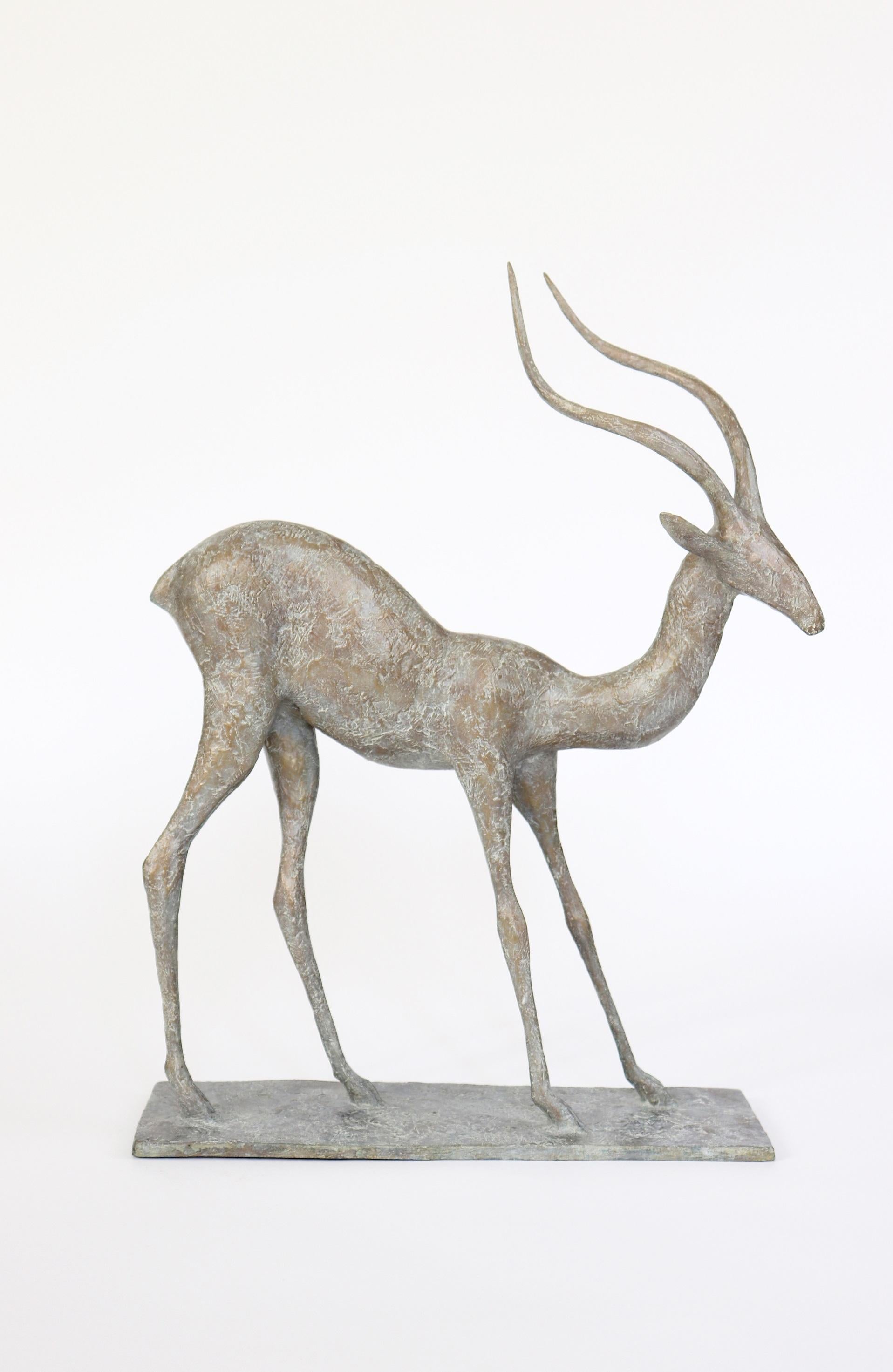 Gazelle III is a bronze sculpture by French contemporary artist Pierre Yermia, dimensions are 54 × 41 × 13 cm (21.3 × 16.1 × 5.1 in). 
The sculpture is signed and numbered, it is part of a limited edition of 8 editions + 4 artist’s proofs, and comes