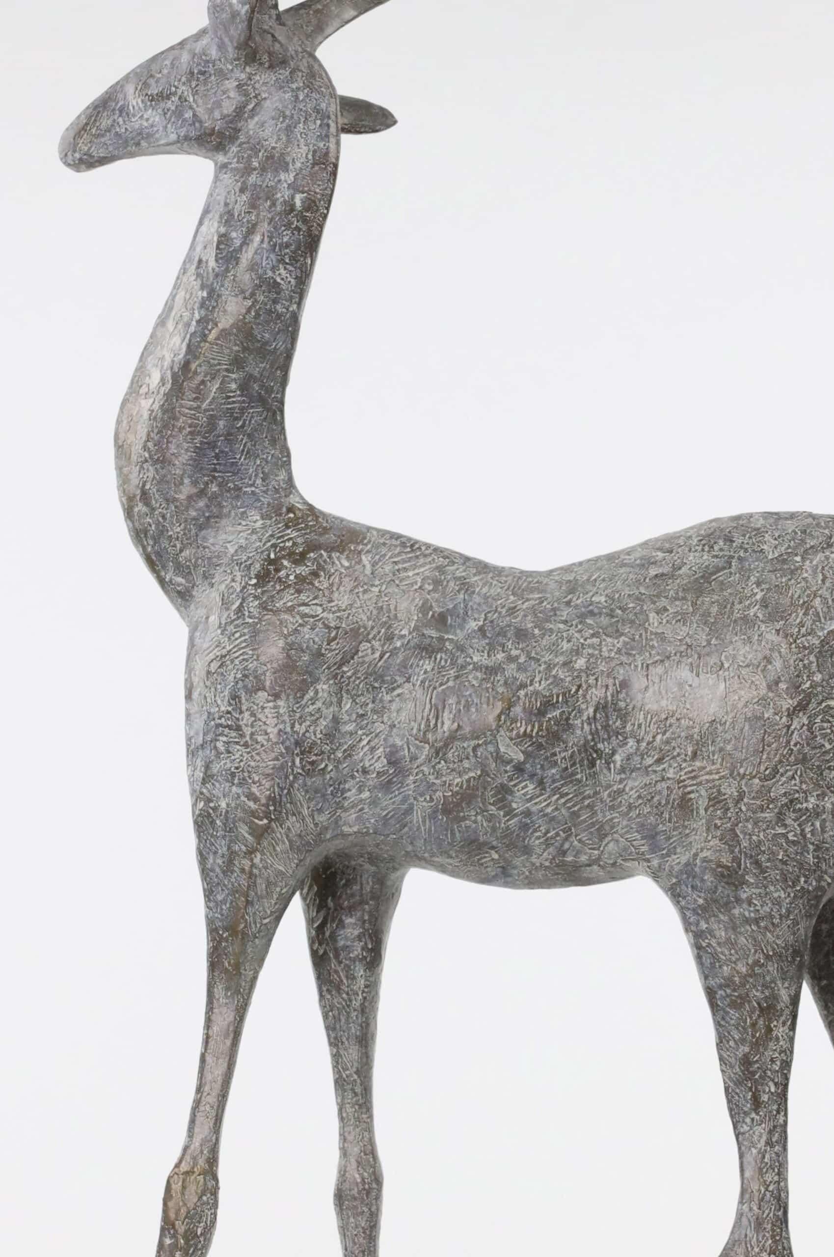 Gazelle IV by Pierre Yermia - Animal bronze sculpture, figurative, grey colour For Sale 4