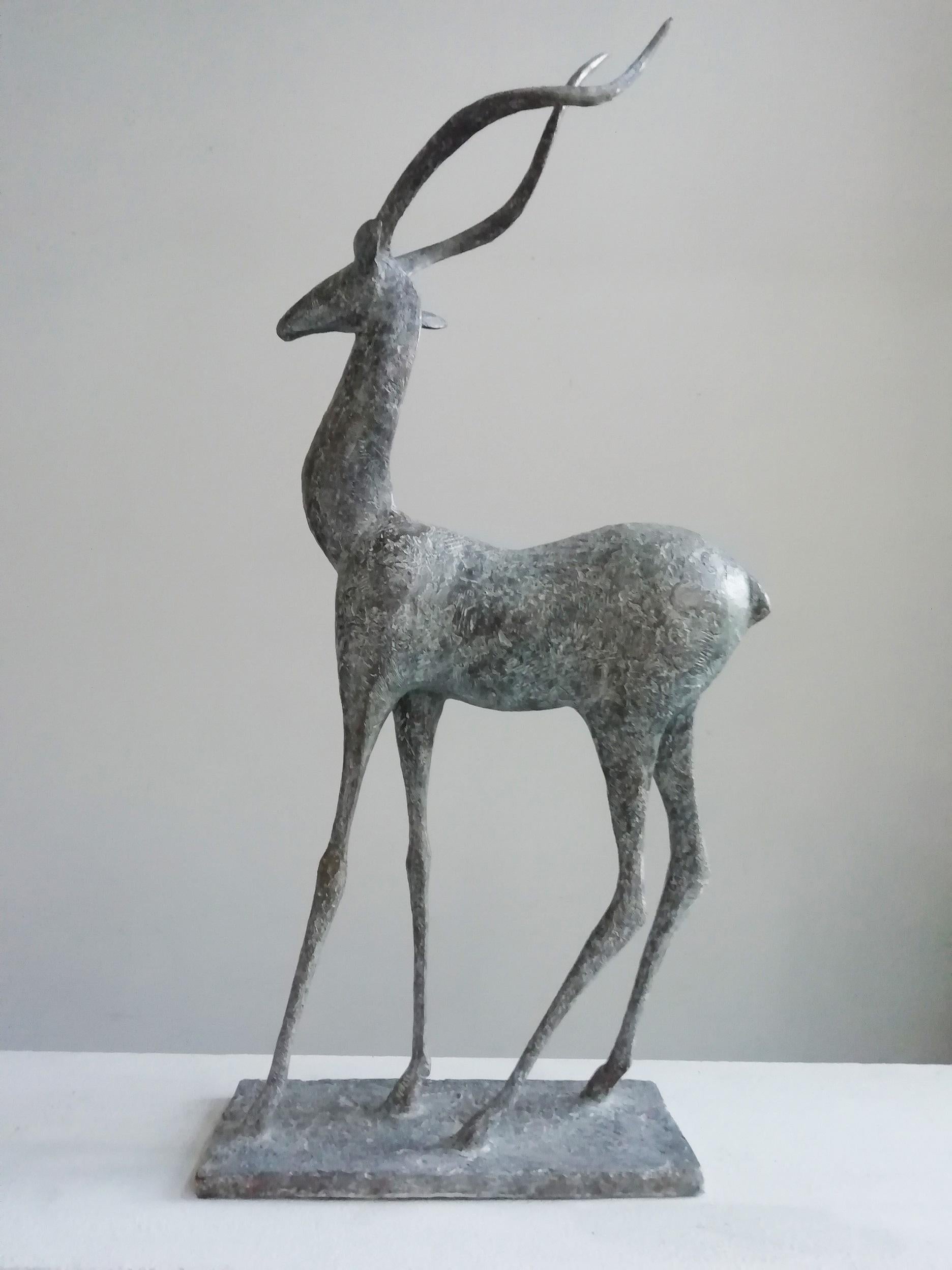 Gazelle IV is a bronze sculpture by French contemporary artist Pierre Yermia, dimensions are 69 × 35 × 12 cm (27.2 × 13.8 × 4.7 in). 
The sculpture is signed and numbered, it is part of a limited edition of 8 editions + 4 artist’s proofs, and comes