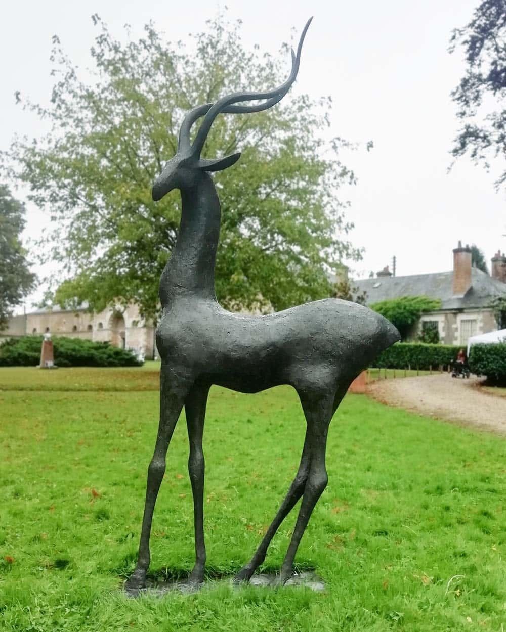 Gazelle by Pierre Yermia - Large animal bronze sculpture, outdoor, elegant, slim For Sale 7