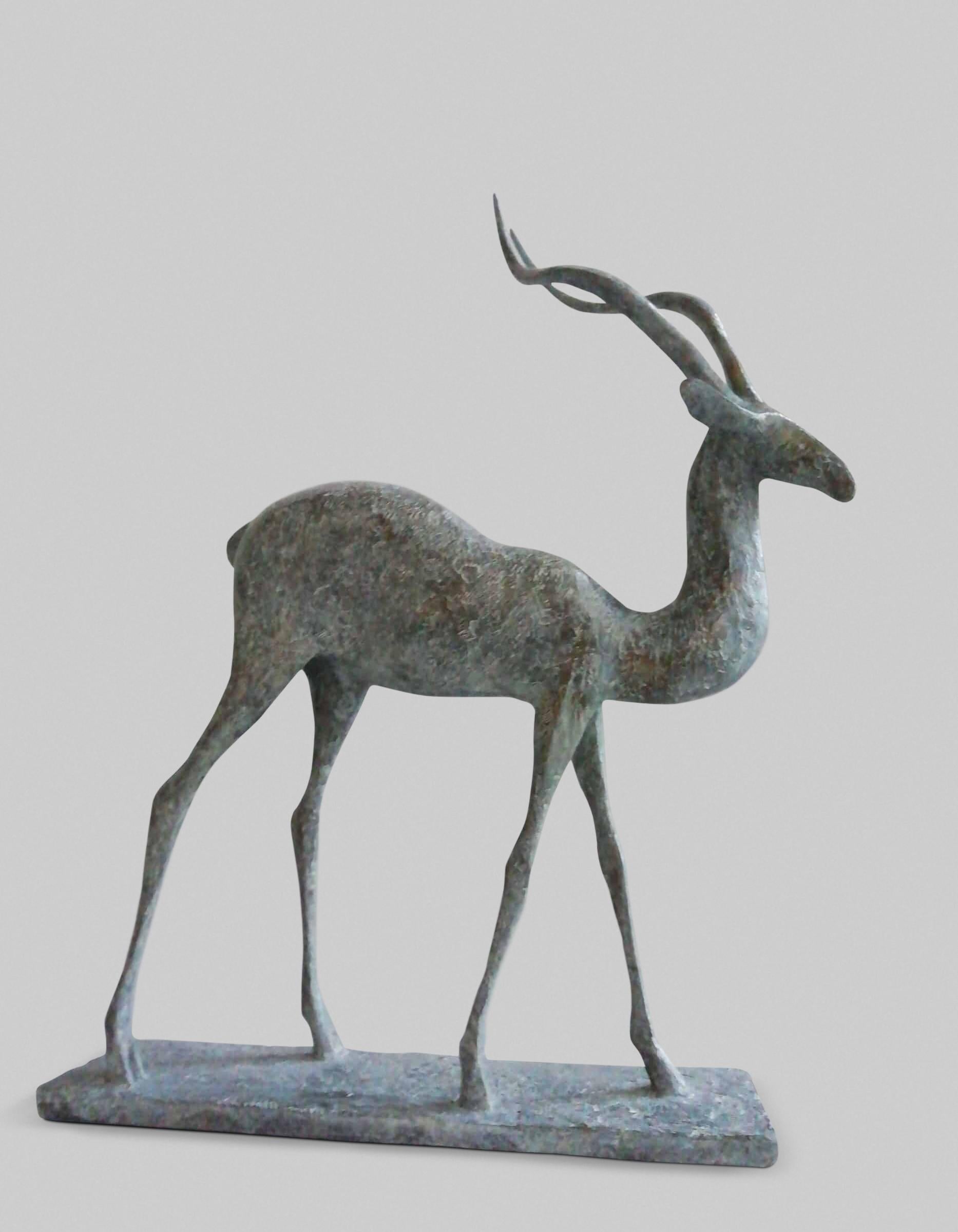 Gazelle V di Pierre Yermia - Scultura animale in bronzo, figurativa, colore grigio