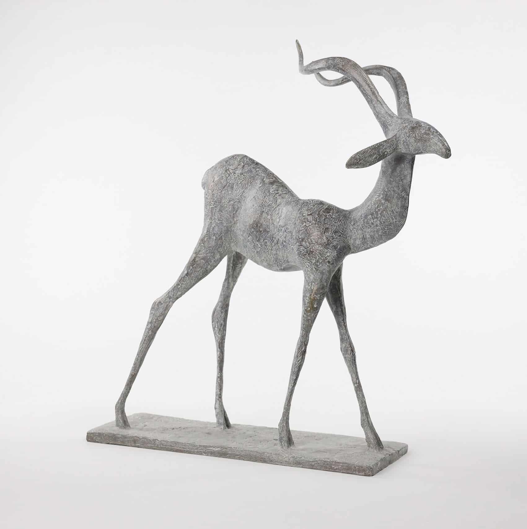 Gazelle VI by Pierre Yermia - Animal bronze sculpture, figurative, grey colour For Sale 2