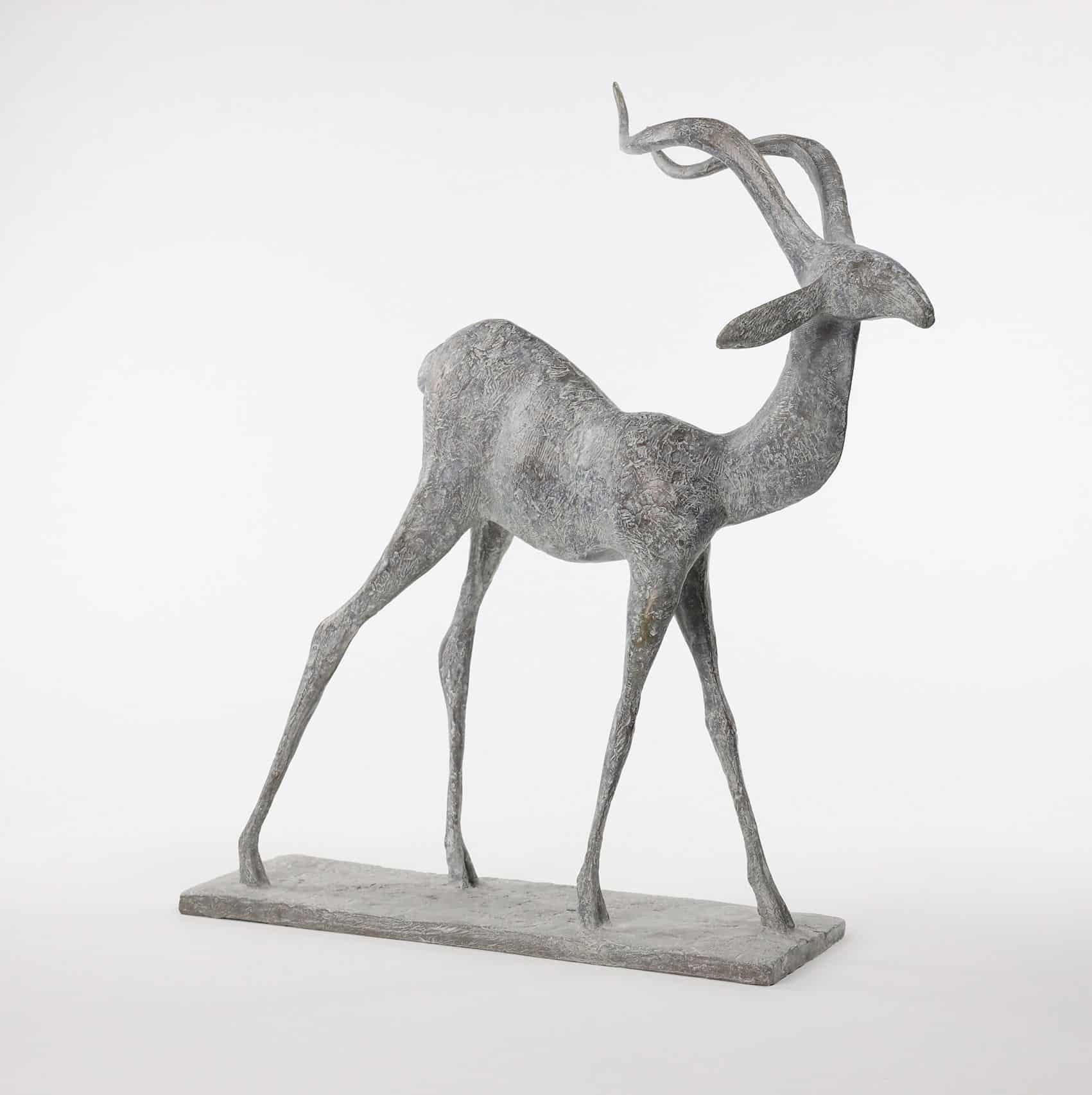 Gacela VI de Pierre Yermia - Escultura animal de bronce, figurativa, color gris en venta 2