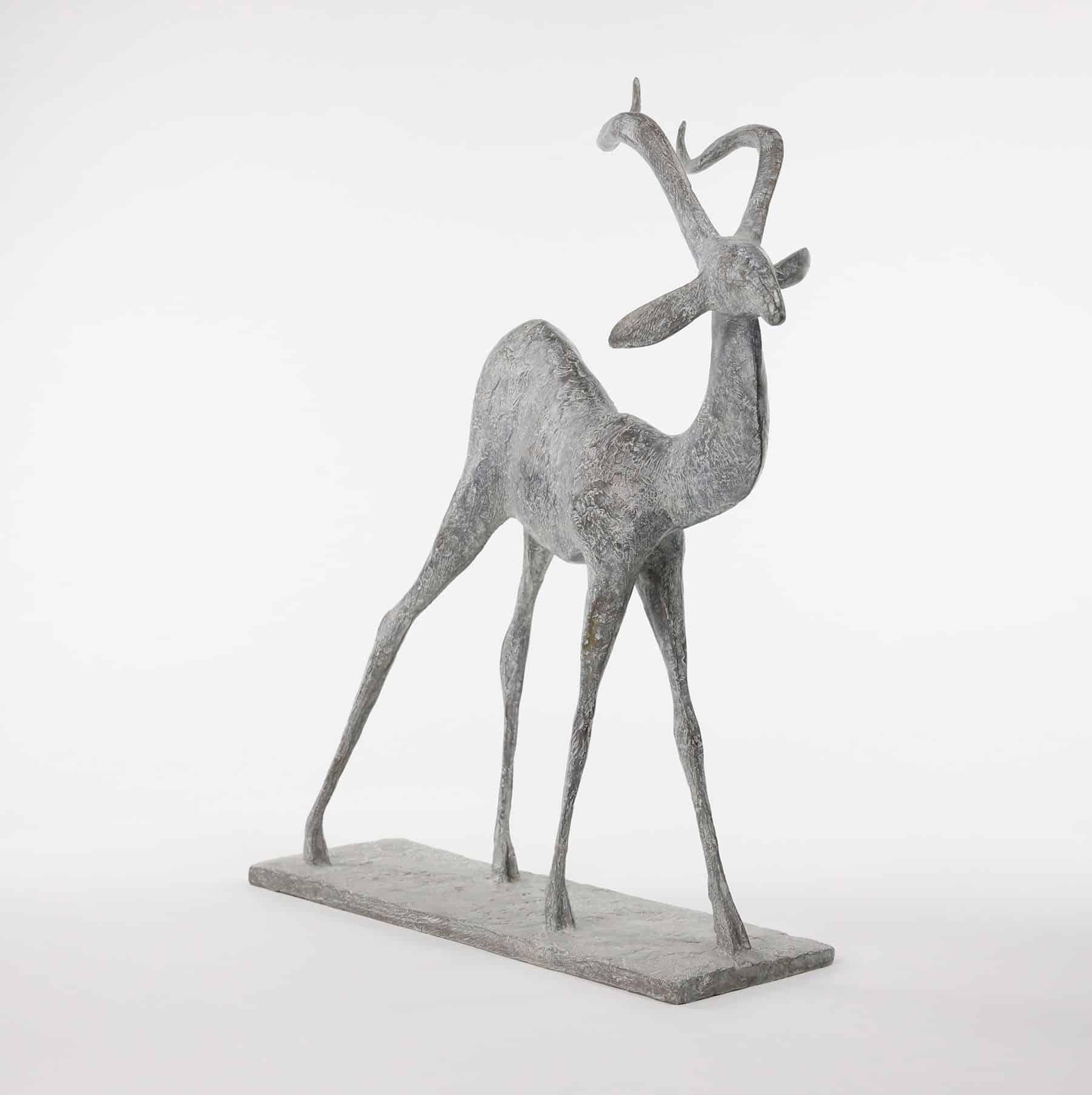 Gazelle VI di Pierre Yermia - Scultura animale in bronzo, figurativa, colore grigio in vendita 3