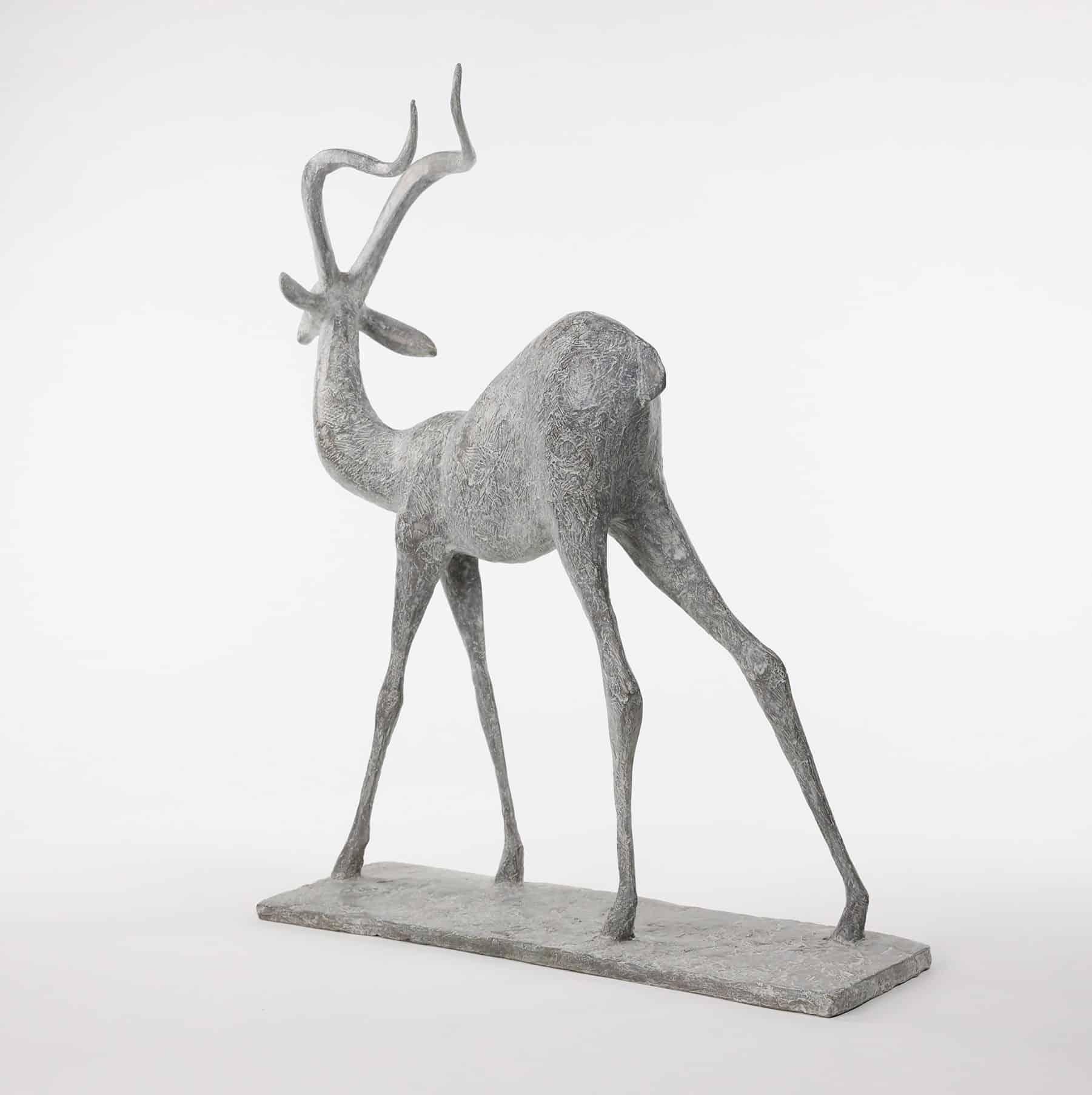 Gazelle VI by Pierre Yermia - Animal bronze sculpture, figurative, grey colour For Sale 4