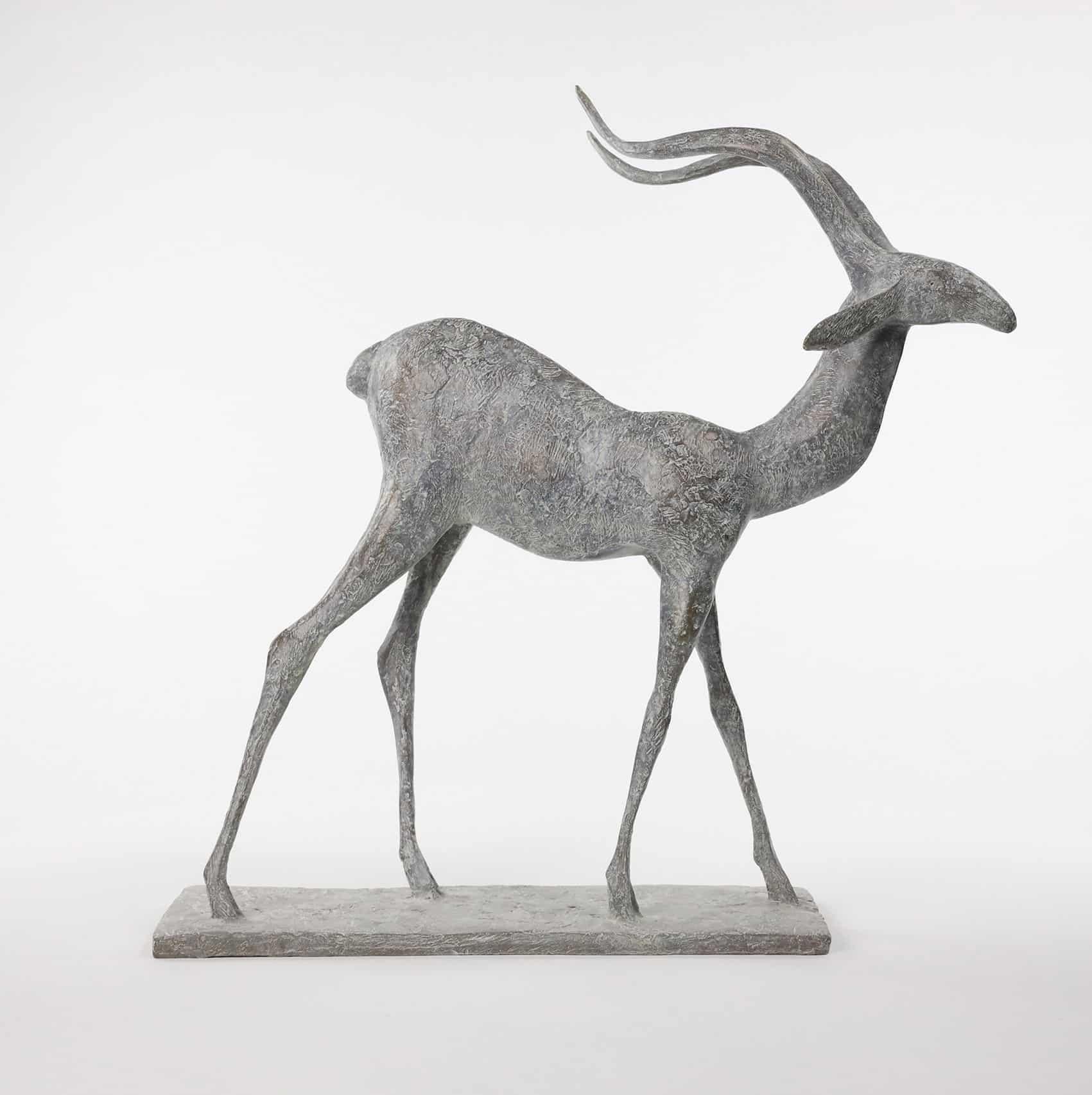 Gazelle VI is a bronze sculpture by French contemporary artist Pierre Yermia, dimensions are 55 × 52 × 21 cm (21.7 × 20.5 × 8.3 in). 
The sculpture is signed and numbered, it is part of a limited edition of 8 editions + 4 artist’s proofs, and comes