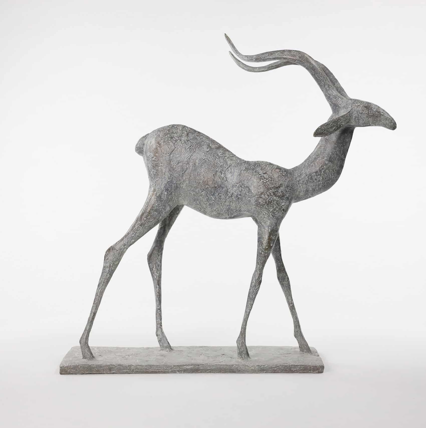 Gazelle VI di Pierre Yermia - Scultura animale in bronzo, figurativa, colore grigio