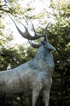Great Stag by Pierre Yermia - 9.8-ft High Animal Bronze Sculpture, Outdoor Art