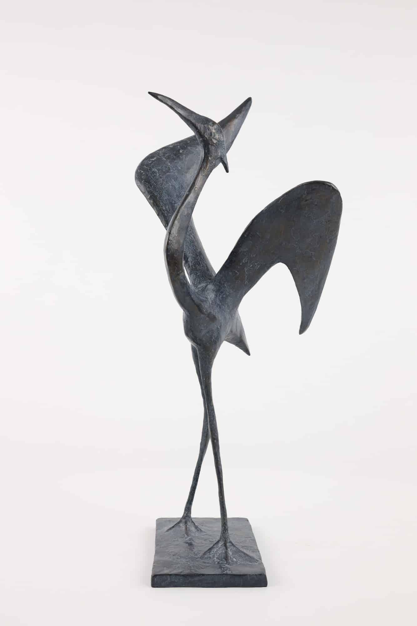Garza I by Pierre Yermia - Escultura bronce animal, pájaro, elegante, tono gris en venta 2