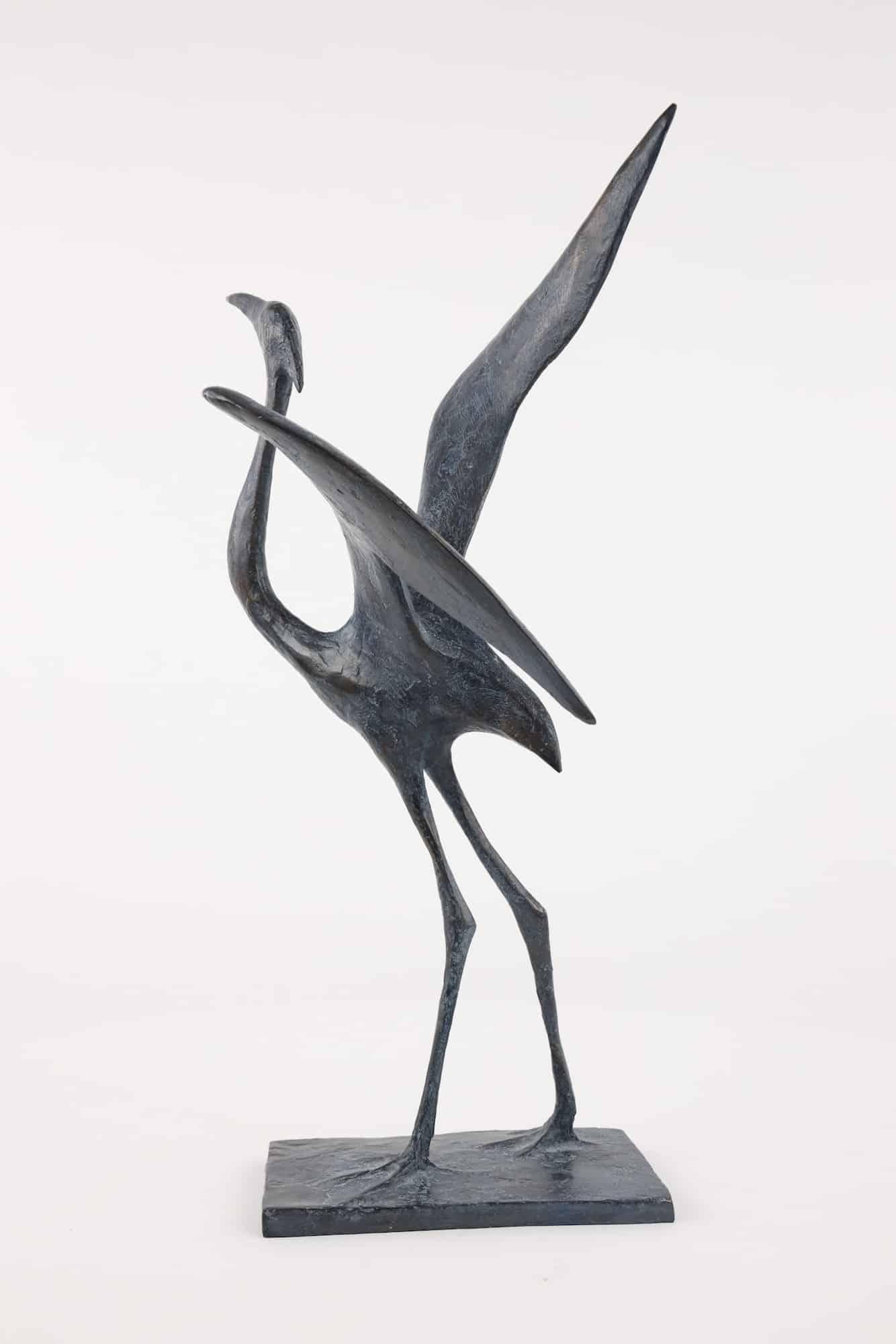 Garza I by Pierre Yermia - Escultura bronce animal, pájaro, elegante, tono gris en venta 3