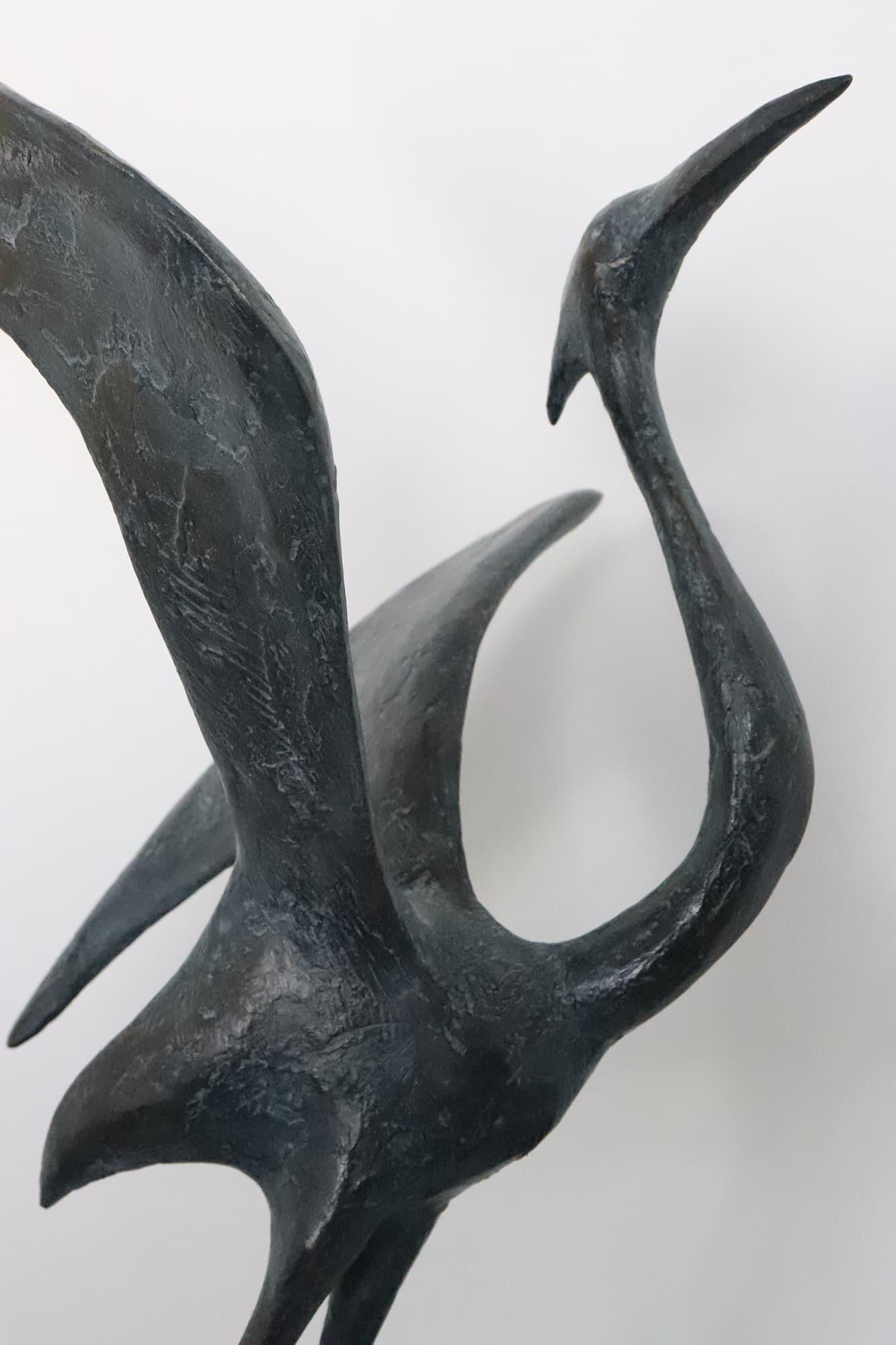 Garza I by Pierre Yermia - Escultura bronce animal, pájaro, elegante, tono gris en venta 6