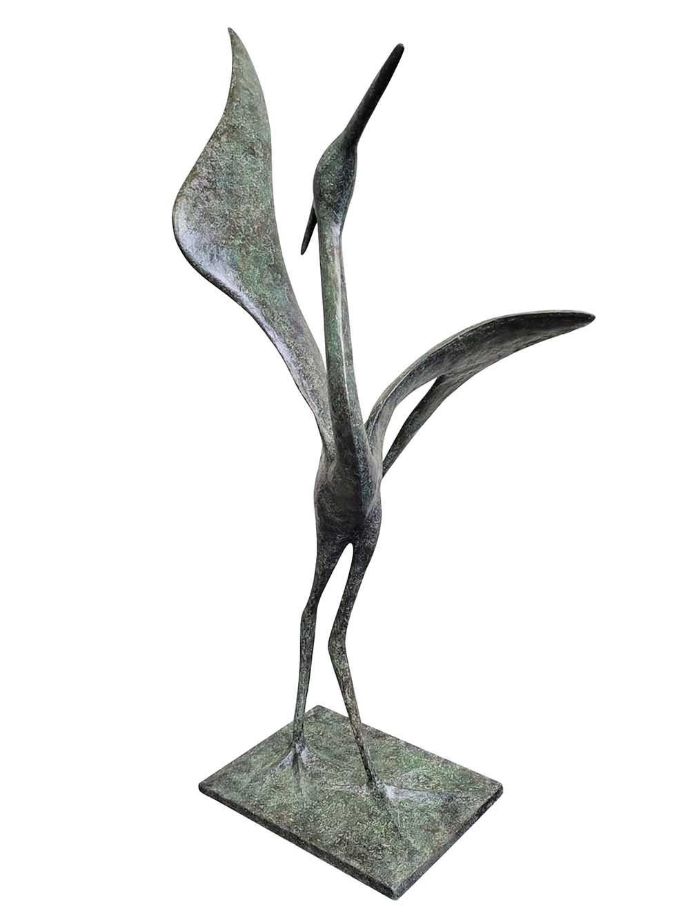Garza (Grande) de Pierre Yermia - Escultura animal, bronce, ave, exterior, naturaleza en venta 2