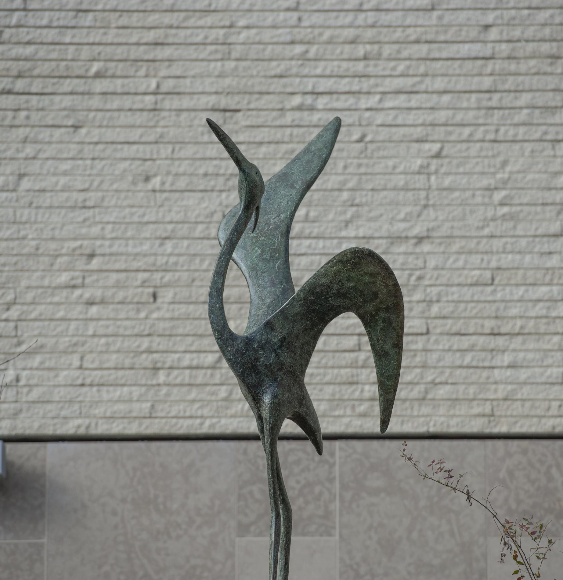 Garza (Grande) de Pierre Yermia - Escultura animal, bronce, ave, exterior, naturaleza en venta 4