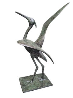 Reiher (Groß) von Pierre Yermia - Tierplastik, Bronze, Vogel, Außenbereich, Natur