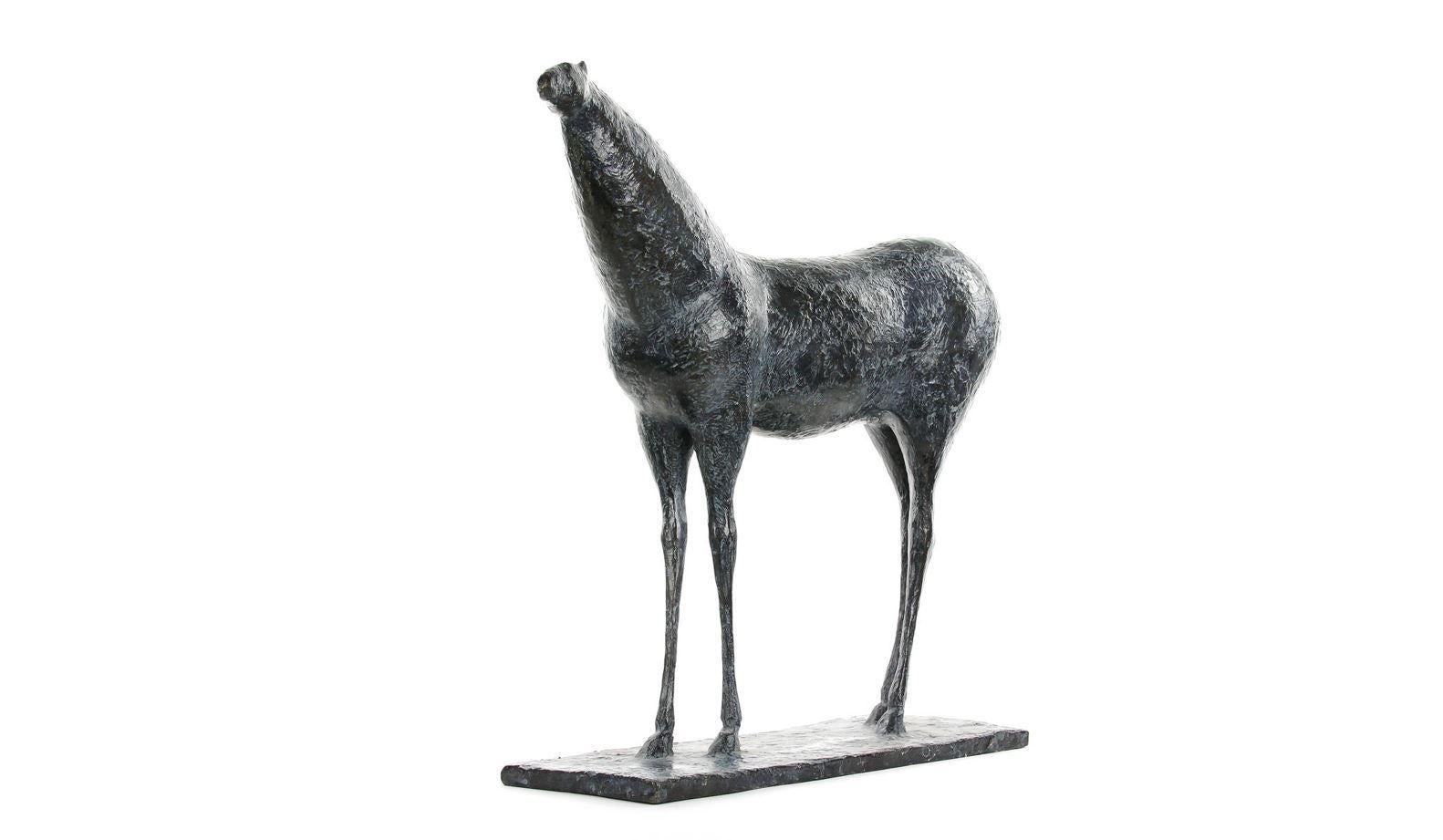 Caballo X de Pierre Yermia - Escultura animal de bronce, esbelta, curva, tonos oscuros en venta 1