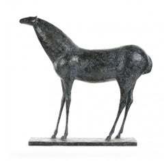 Horse X von Pierre Yermia - Tier-Bronze-Skulptur, schlank, geschwungen, dunkle Töne