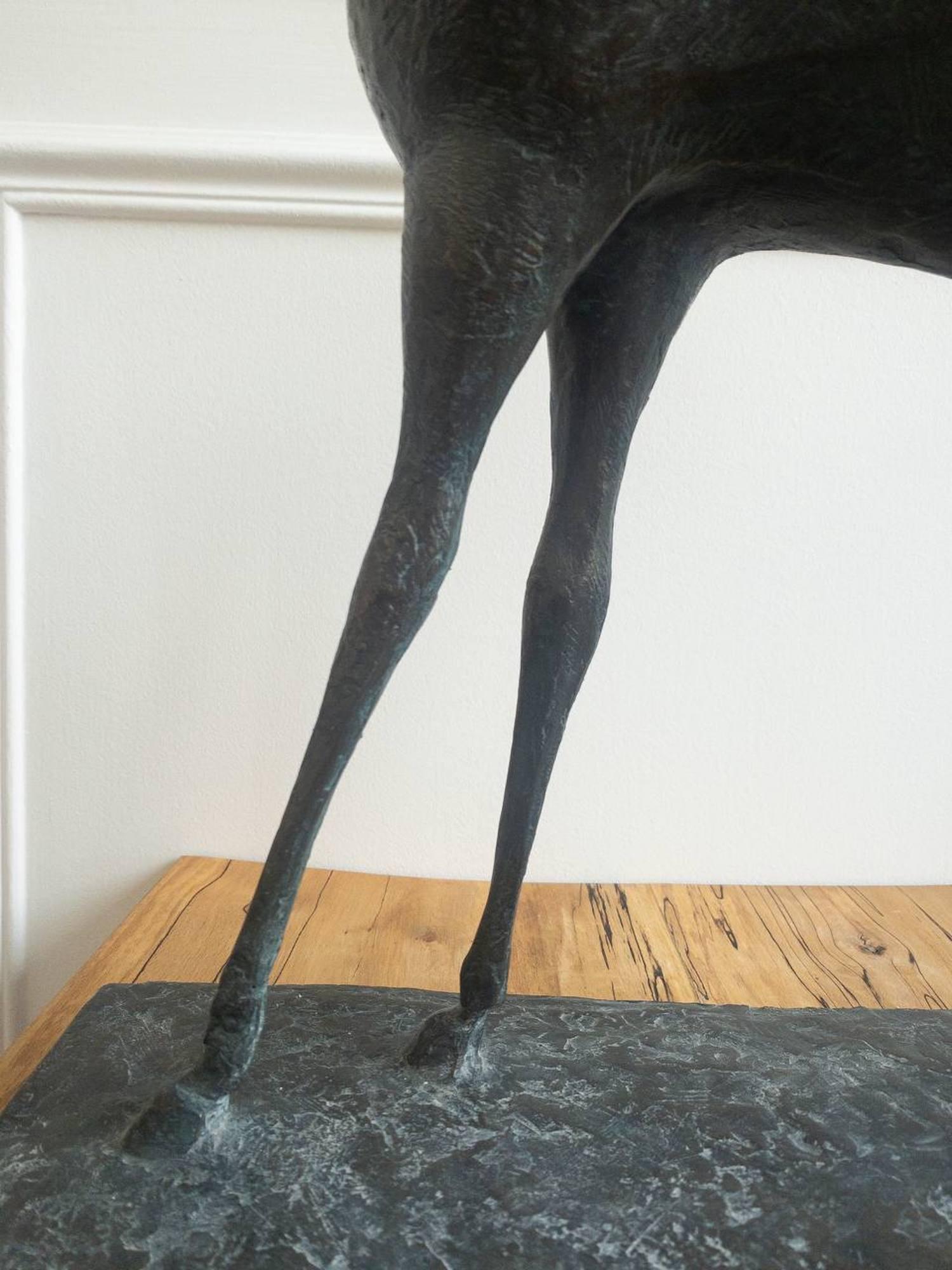 Horse XIII by Pierre Yermia - Animal bronze sculpture, grey & blue patina For Sale 9