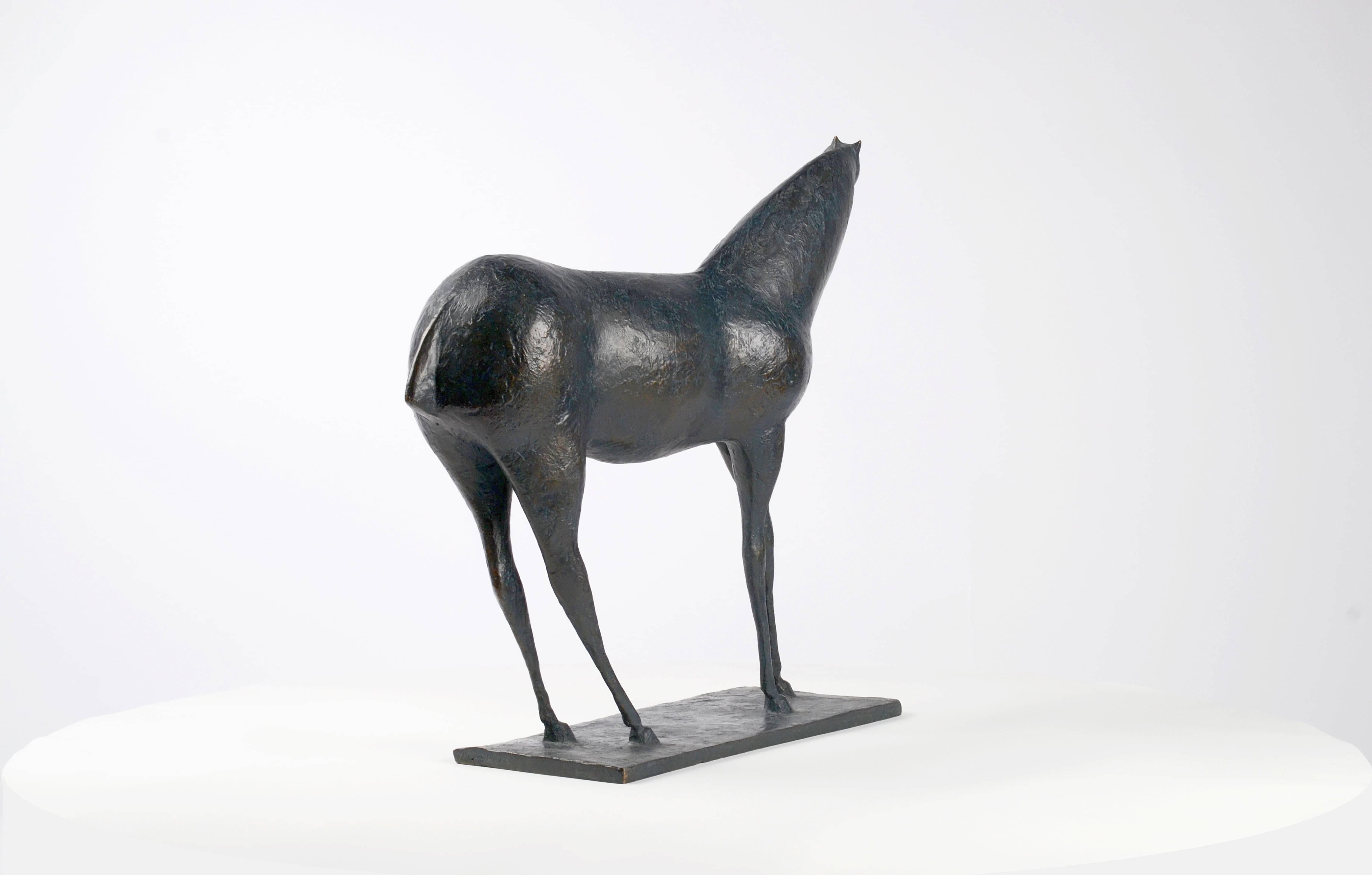Horse XIII by Pierre Yermia - Animal bronze sculpture, grey & blue patina For Sale 3