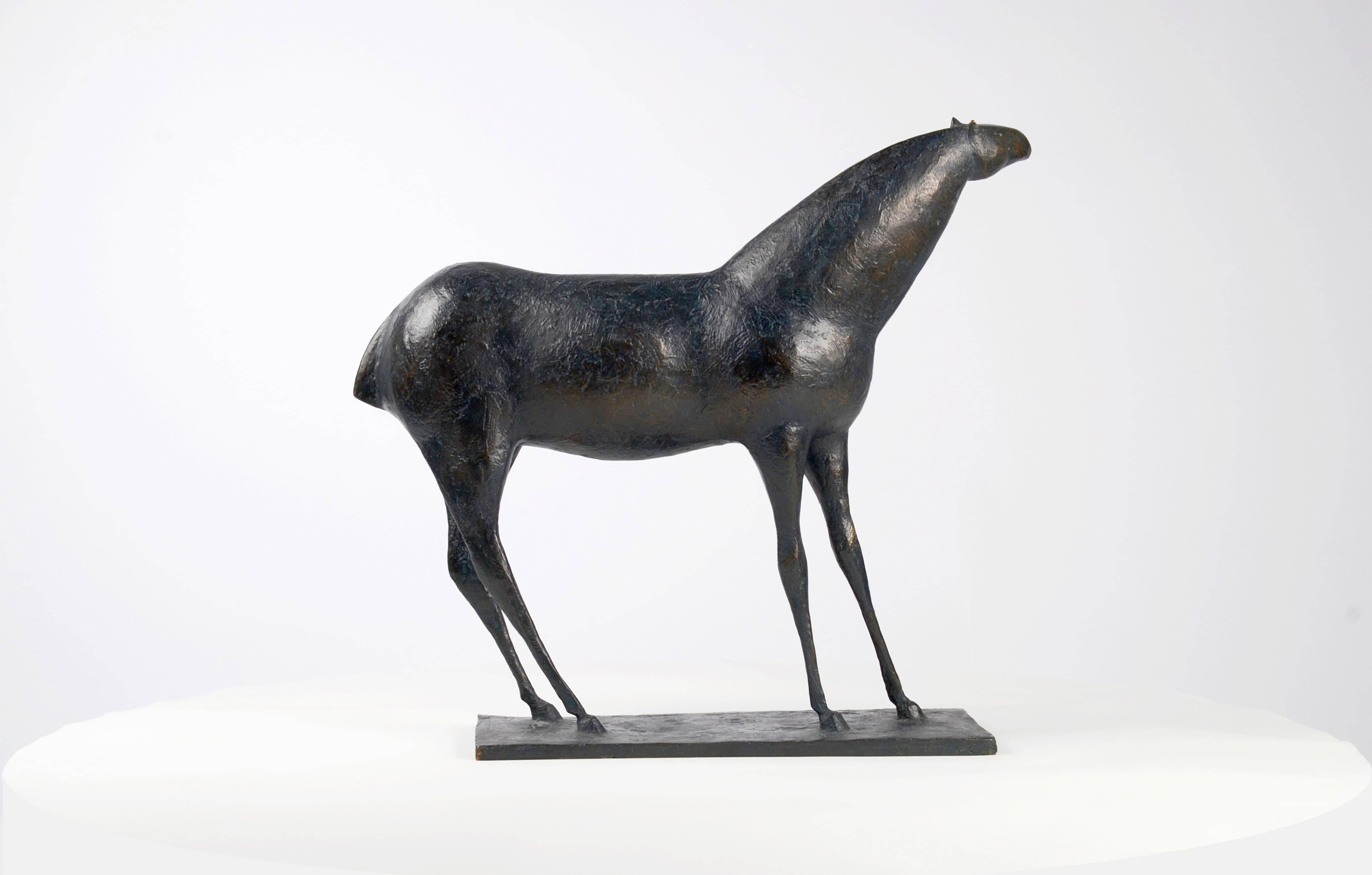 Horse XIII by Pierre Yermia - Animal bronze sculpture, grey & blue patina For Sale 4