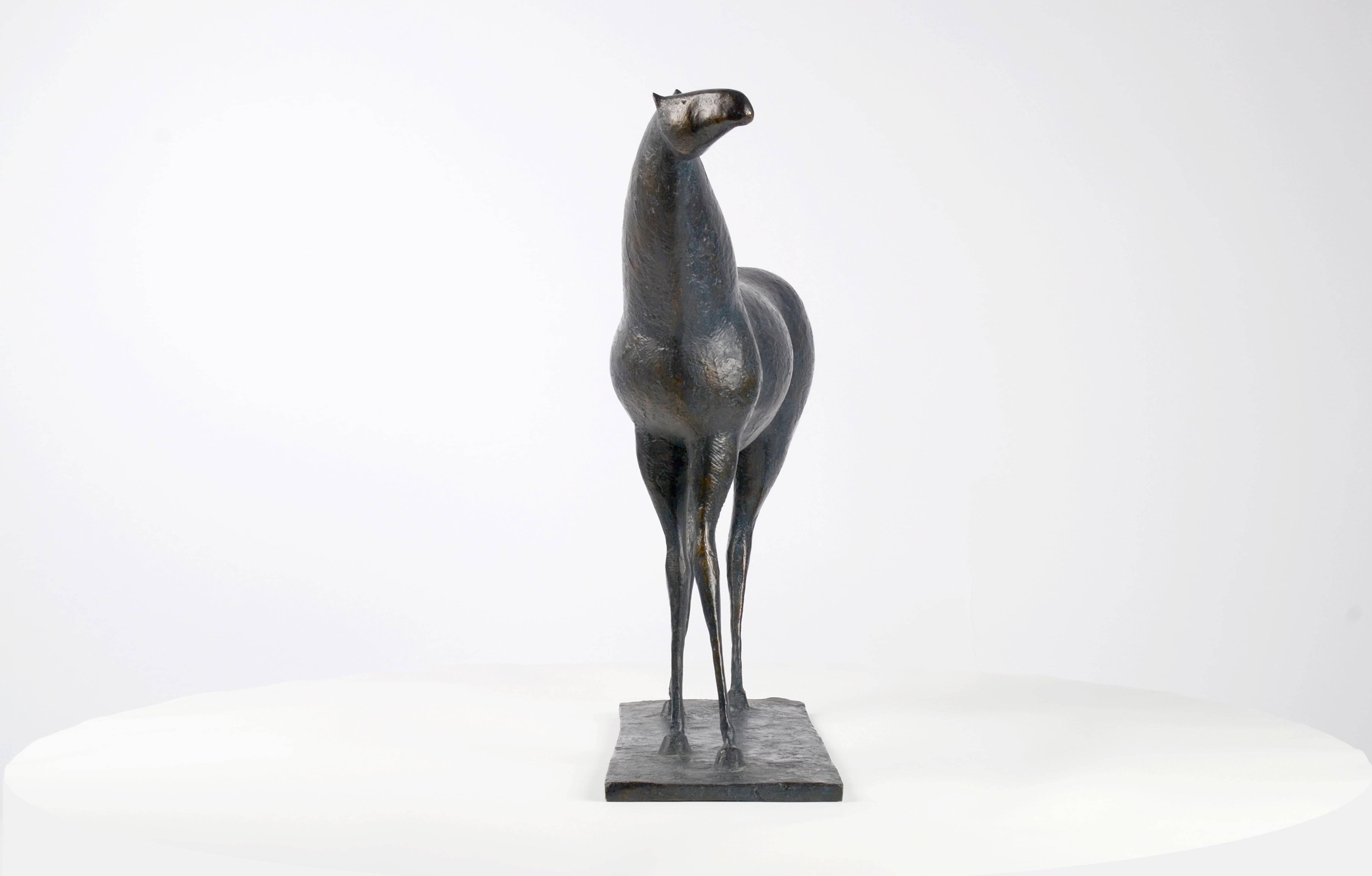 Horse XIII by Pierre Yermia - Animal bronze sculpture, grey & blue patina For Sale 6