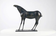 Used Horse XIII by Pierre Yermia - Animal bronze sculpture, grey & blue patina