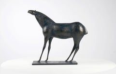 Horse XIII di Pierre Yermia - Scultura animale in bronzo, patina grigia e blu