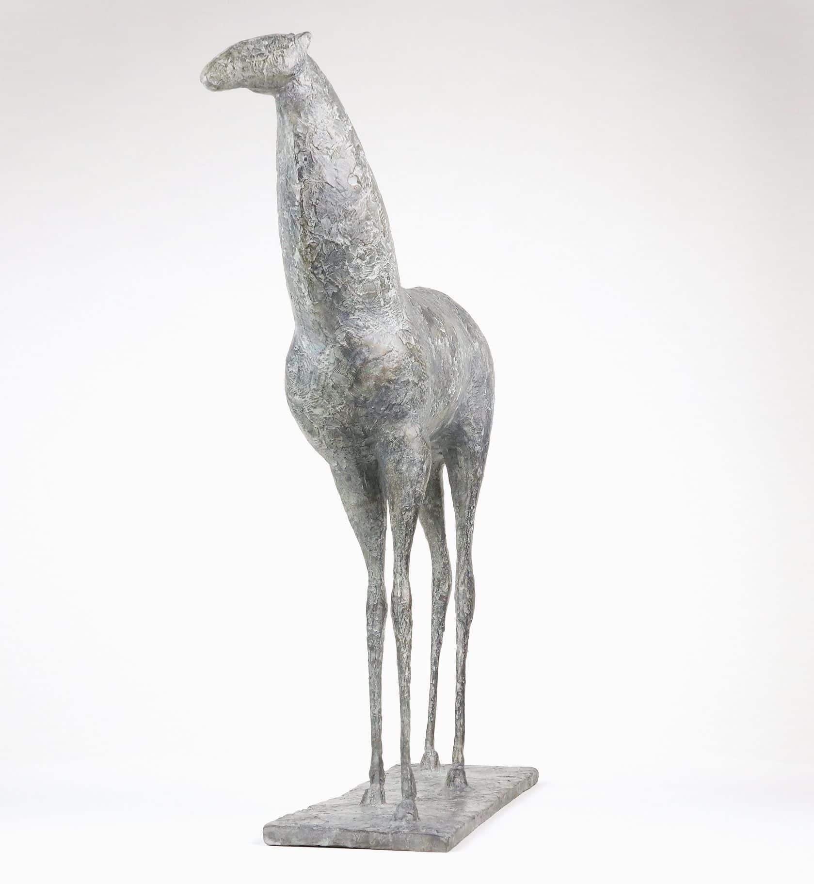 Horse XIV by Pierre Yermia - Animal bronze sculpture, light grey patina, elegant For Sale 2