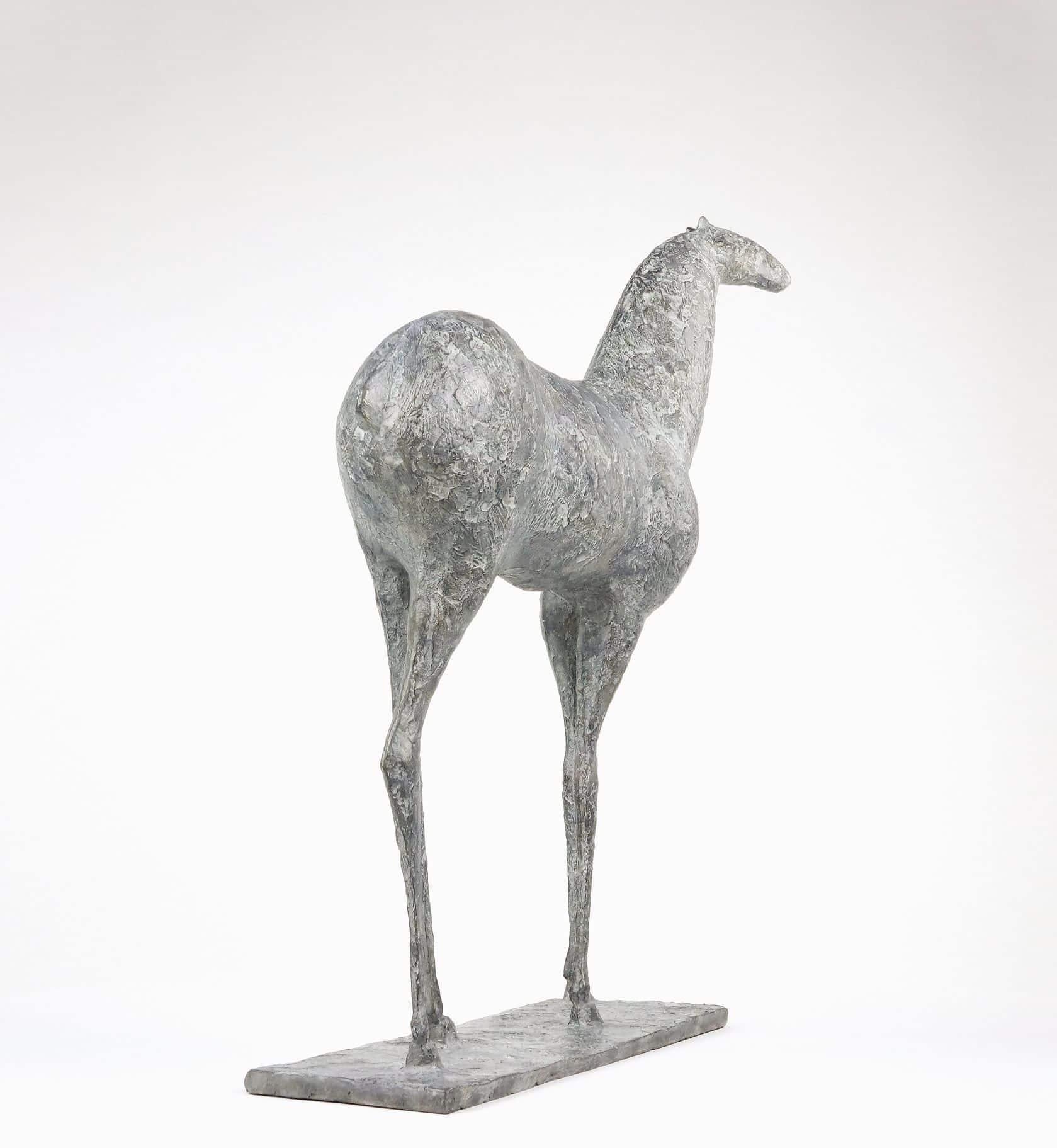 Horse XIV by Pierre Yermia - Animal bronze sculpture, light grey patina, elegant For Sale 4