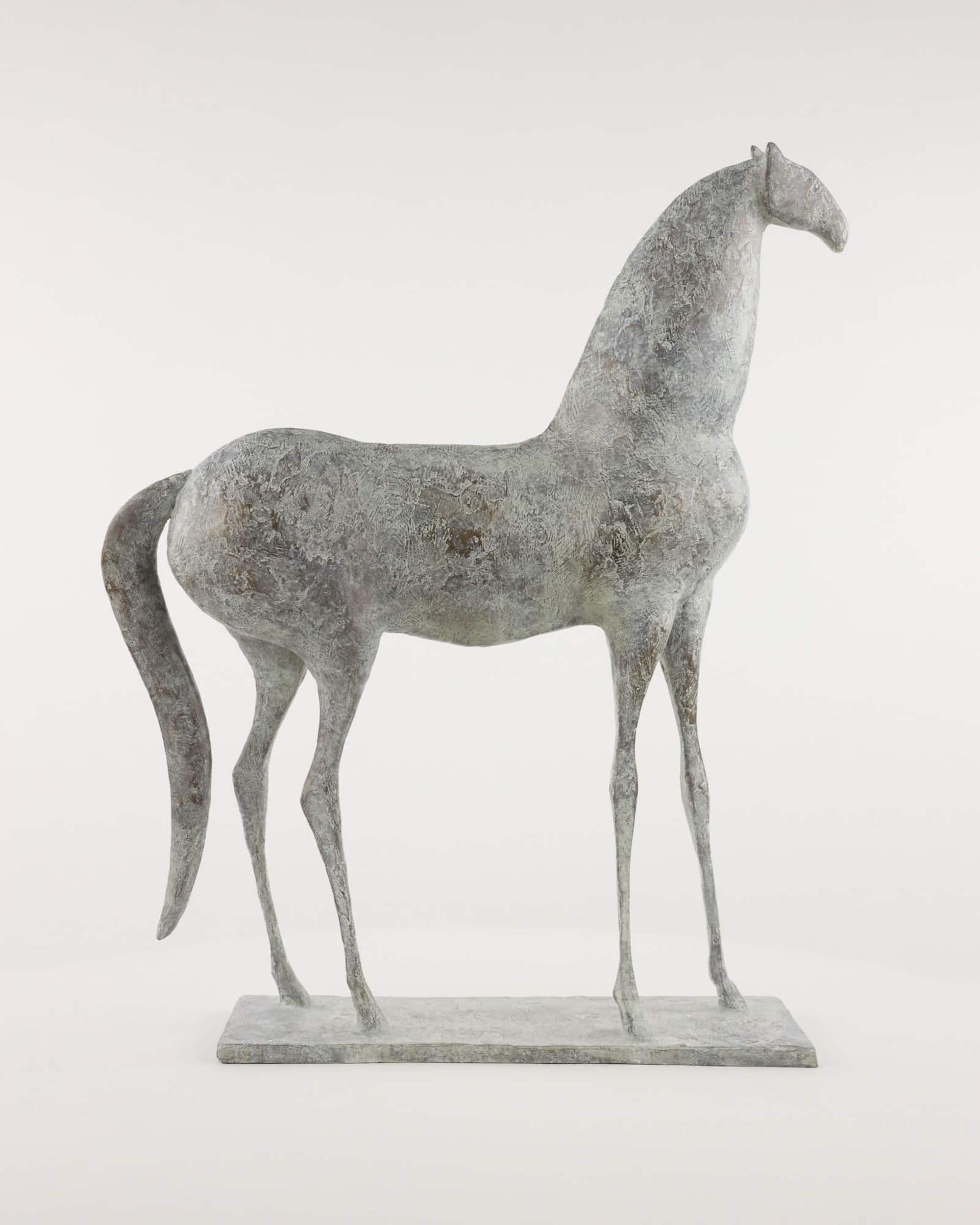 Horse XV di Pierre Yermia - Scultura animale in bronzo, elegante, patina leggera, selvaggia