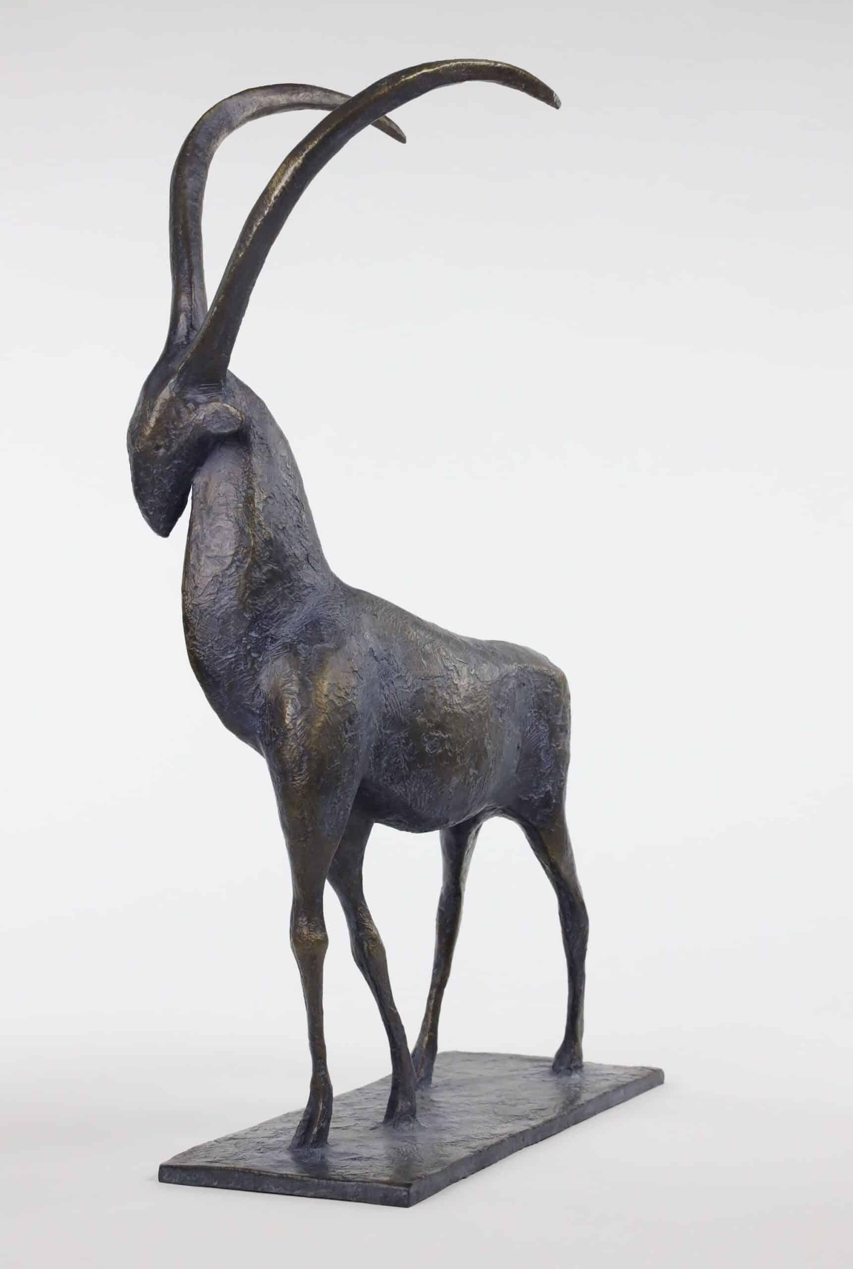 Ibex by Pierre Yermia - Contemporary animal bronze sculpture, elegant, balance For Sale 6
